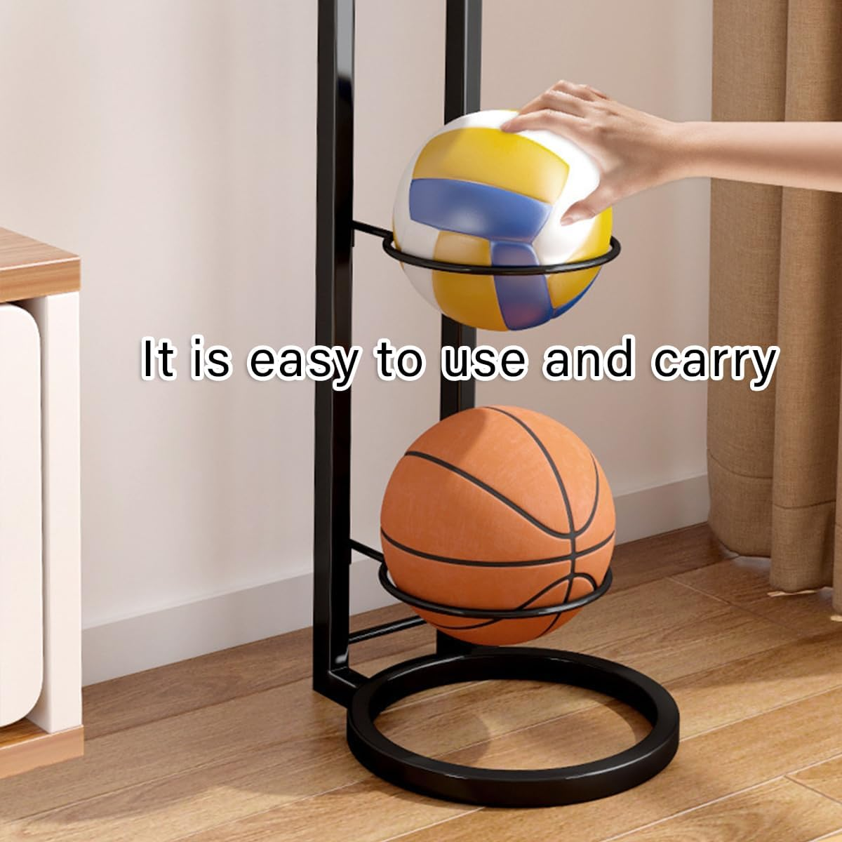 AIMALL 3-Layer or 4-Layer Ball Storage Rack Basketball Organizer Stand with Durable Metal Frame and Anti-Slip Base for Indoor Sports Room image number 3
