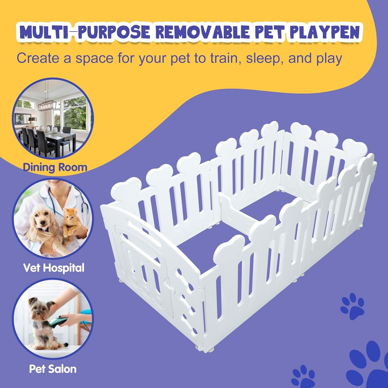 Pet Scene 2In1 Dog Crate Cage Portable Whelping Box Pet Playpen Enclosure Puppy Dog Kennel Cat Exercise Plastic White Indoor & Outdoor image number 3