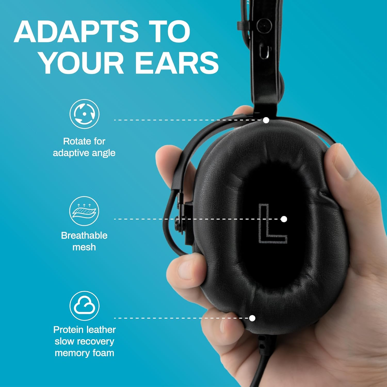 AIRVOICE Aviation Headset for Pilot with Stereo Mono Compatibility and 25 Db Passive Noise Cancellation, PNR General Aviation Headset with Noise Canceling Microphone, Adjustable Headband, Lightweight image number 2