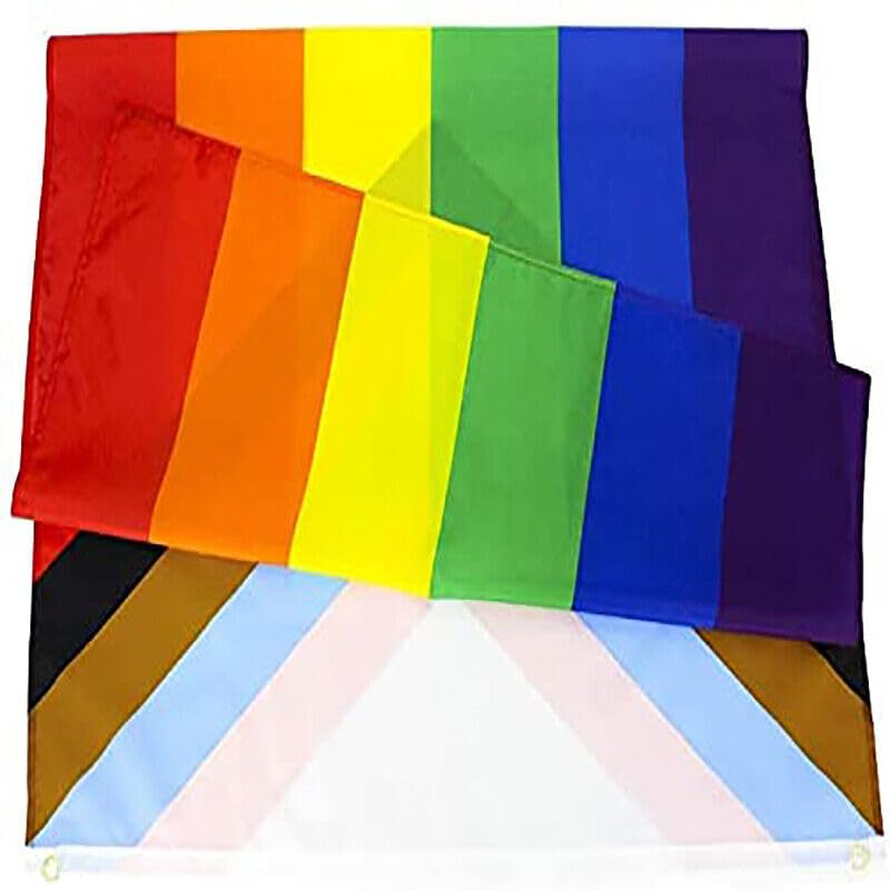AIMALL Progress Pride Rainbow Flag &ndash; 3X5Ft (90X150Cm) LGBTQ+ Gay Lesbian Pride Banner with Grommets for Indoor & Outdoor Use, Lightweight Polyester, Perfect for Mardi Gras Party Decoration image number 3