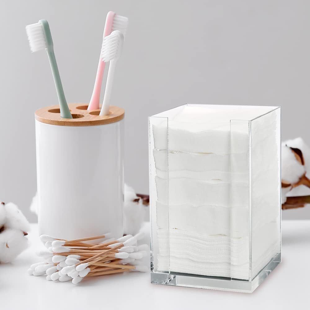 Forpro Square Pad Dispenser - Clear, Acrylic, Open Sides and Top Dispenser - Fits 4&rdquo; X 4&rdquo; Cotton Pads - 7&rdquo; H X 4.25&rdquo; W X 4.25&rdquo; L image number 1