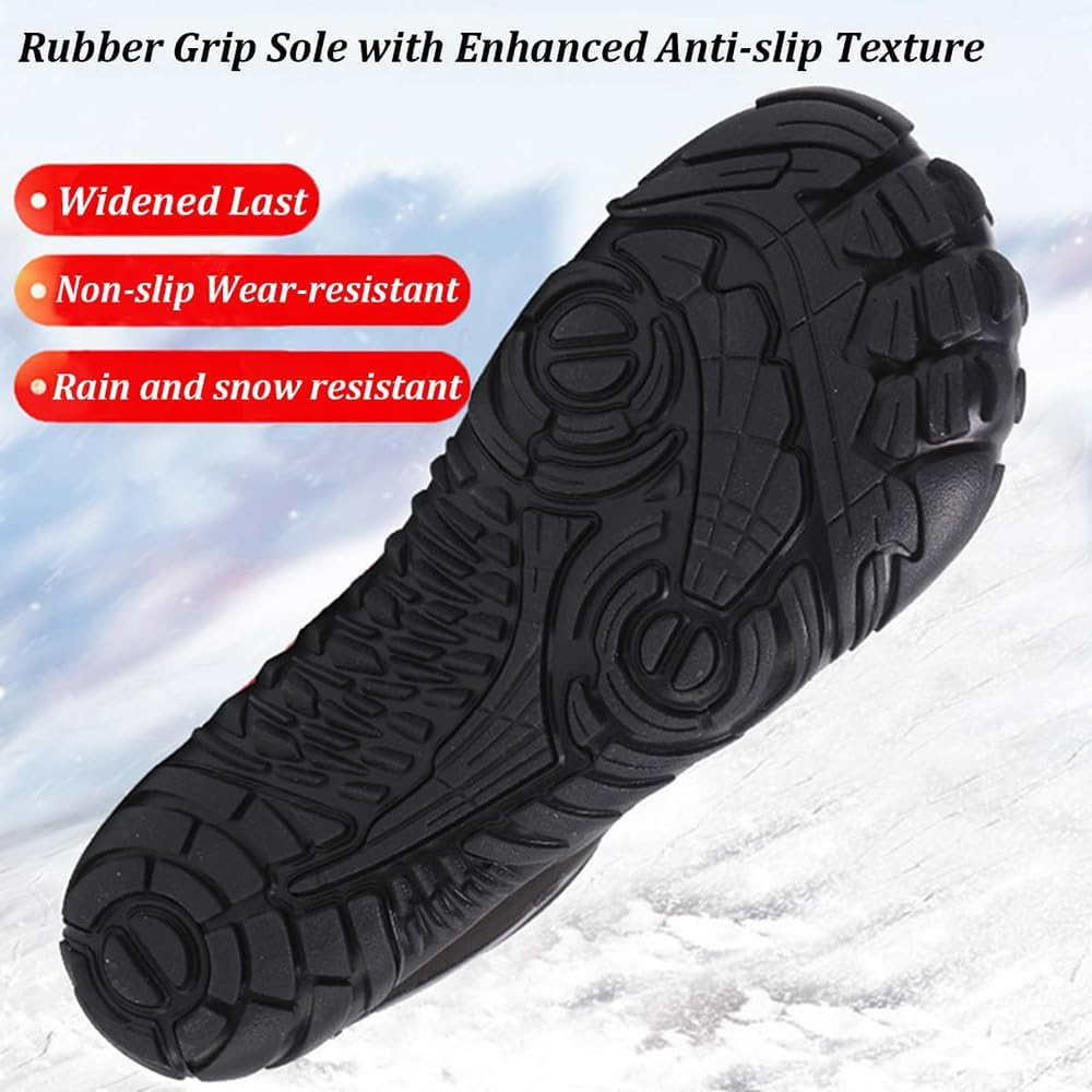 Hike Winter Barefoot Boots Womens Mens, Wide Toe Waterproof Barefoot Hiking Shoes Outdoor, Minimalist Warm Zero Drop Snow Booties Slip on Footwear image number 5