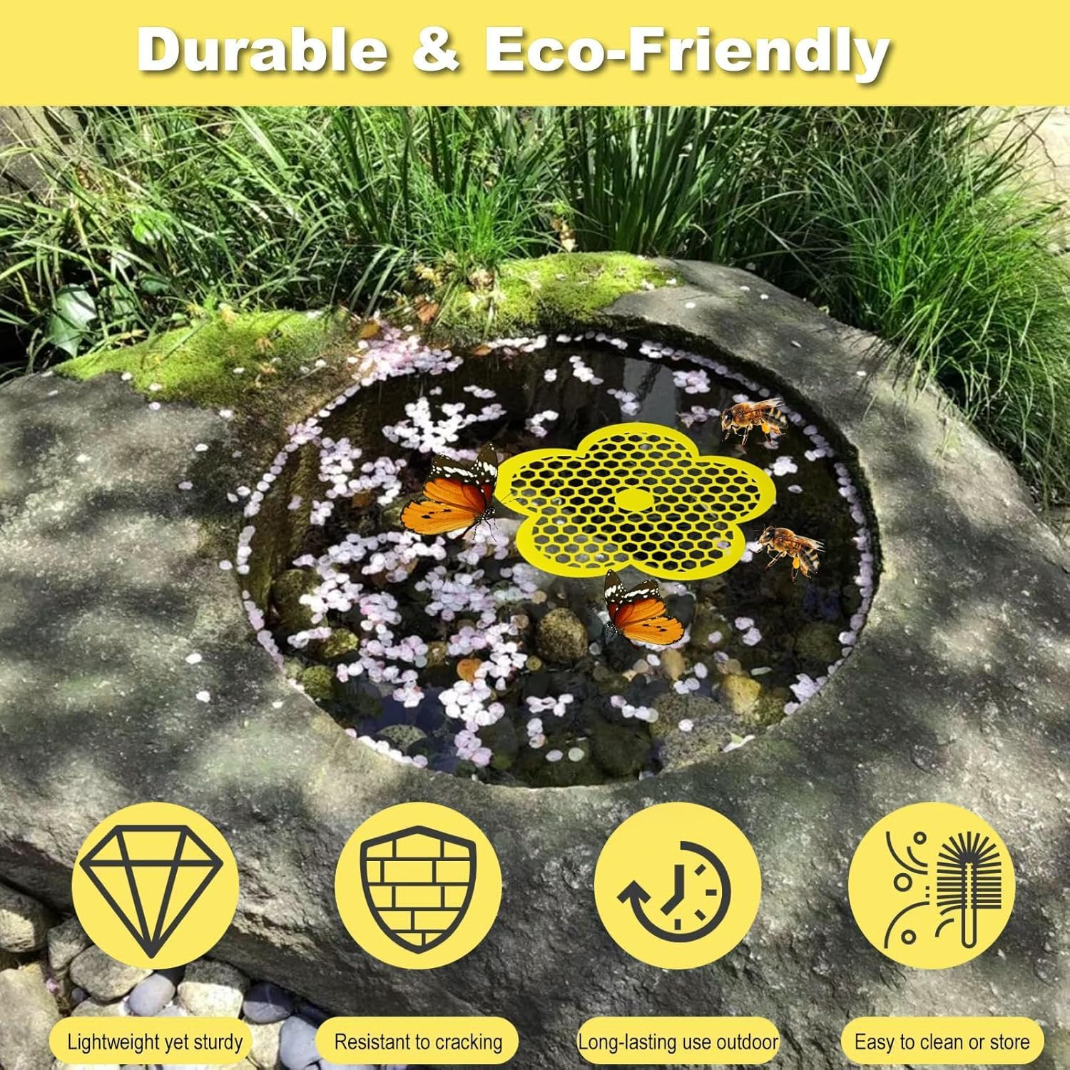 4Pcs EVA Foam Bee Feeder and Butterfly Drinking Station, Floating Bee Island Butterfly Feeder Drinker Station, EVA Foam Floating Bee Waterer Butterfly Watering Station image number 4