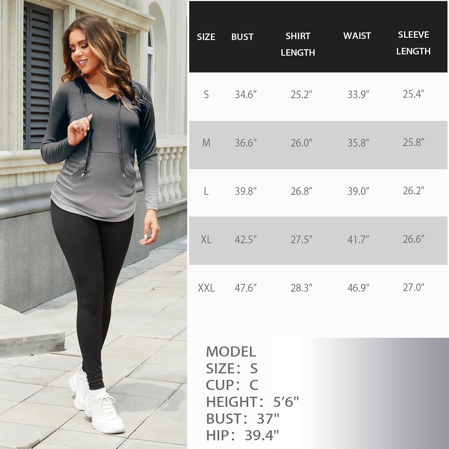 Maternity Hoodie Long Sleeves Shirt Casual Vneck Top Pregnancy Sweatshirt Tunics image number 2