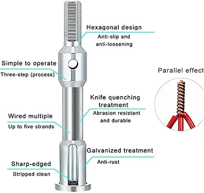 FUTISKY Wire Twister, Wire Stripper and Twister, Portable Quick Connector Twist Wire Tool for Power Drill Drivers, Power Tool Accessories, Silver Steel, 2.5 - 4 Square 5 Lines image number 2