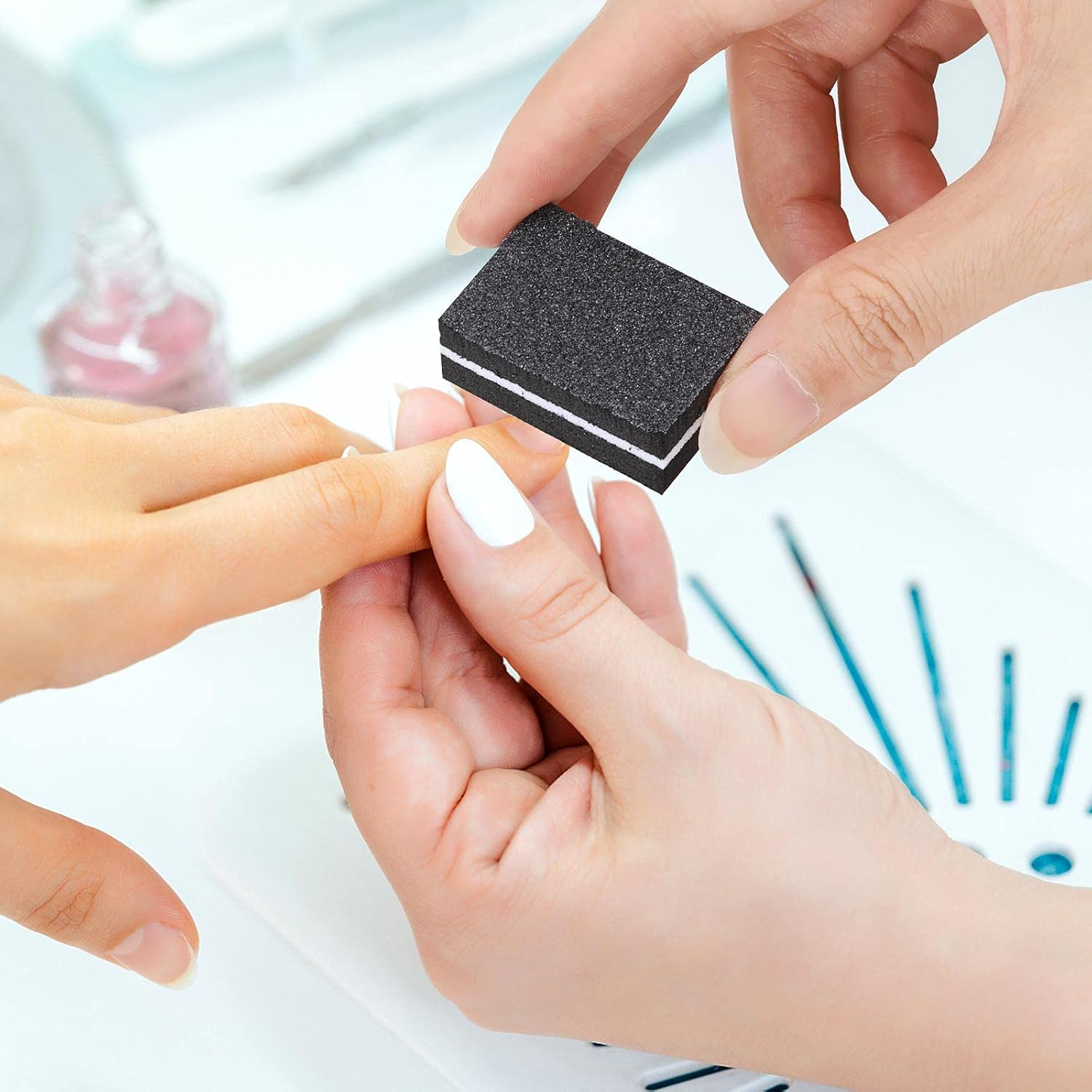 50 Pcs Mini Buffers for Nails 180/100 Grit Buffer for Acrylic Nails for Nail Care(Black) image number 3