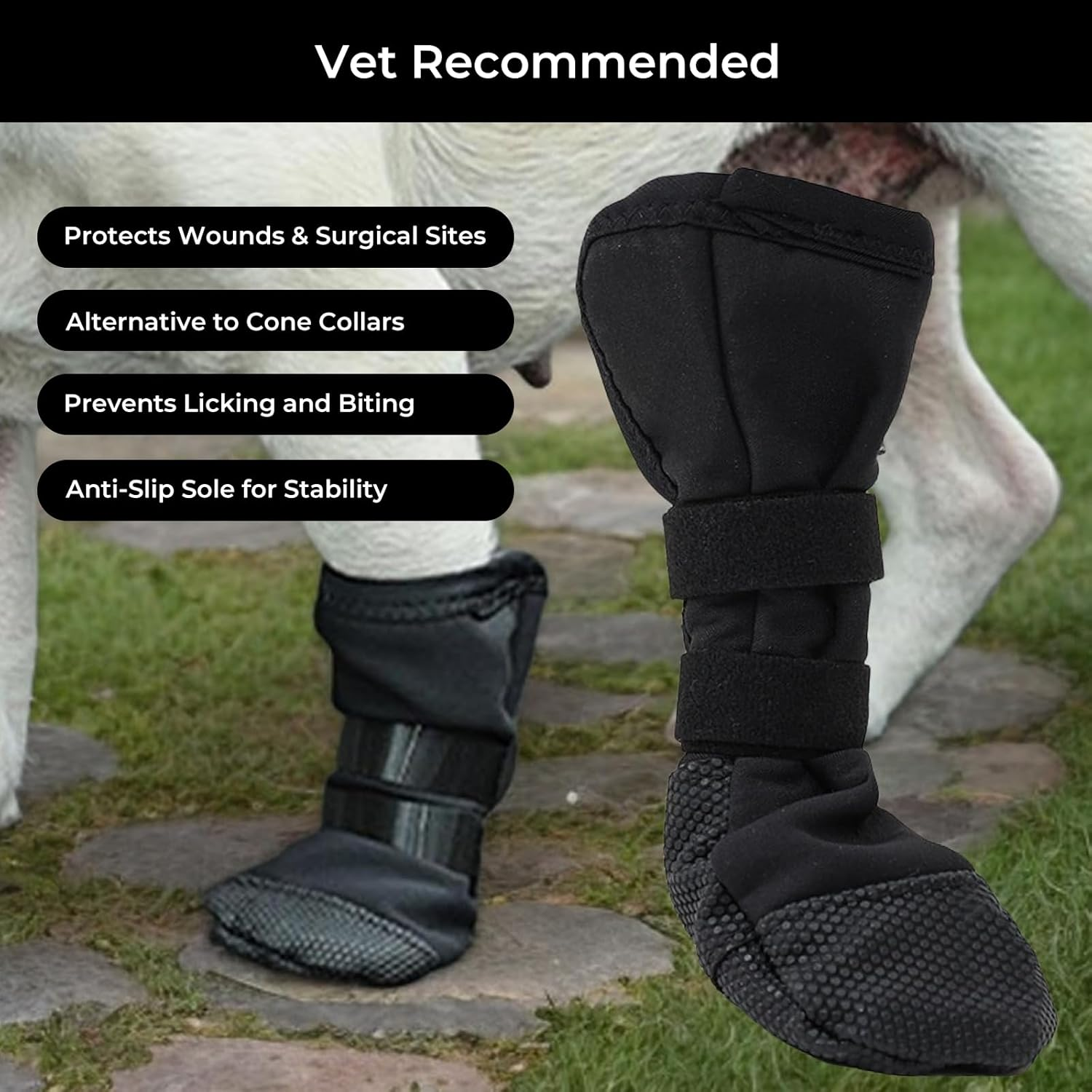 Dog Paw Wound Recovery Boot, Breathable Bootie for Injured Paw, Anti-Slip Shoe with Self-Adhesive Strap, Dog Paw Protector for Outdoor Walking & Keep from Licking Wounds image number 2