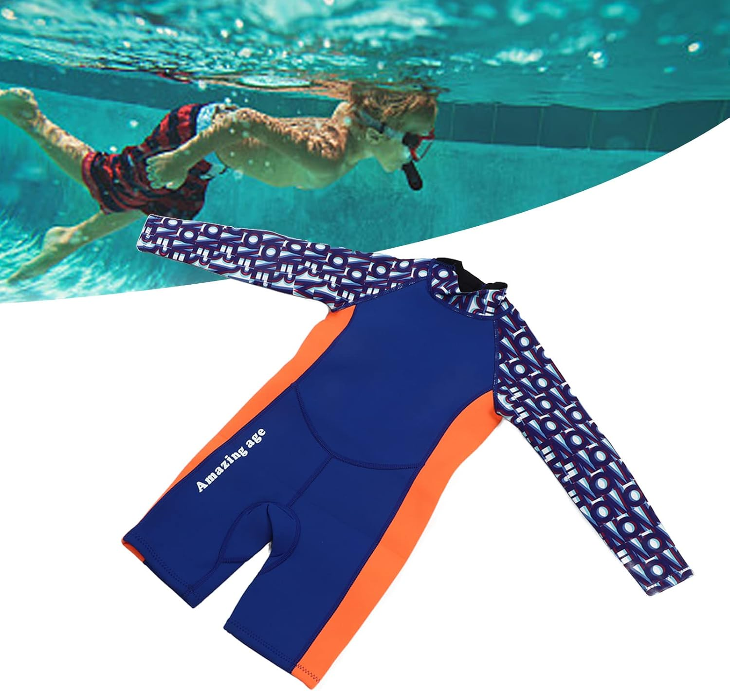 Kids Wetsuit for Boys Girls Toddlers Youth, 2.5Mm Neoprene Thermal One Piece Diving Suit Long Sleeve Keep Warm Back Zip Wet Suits for Diving, Surfing, Swimming, Water Sports (Size 6) image number 4