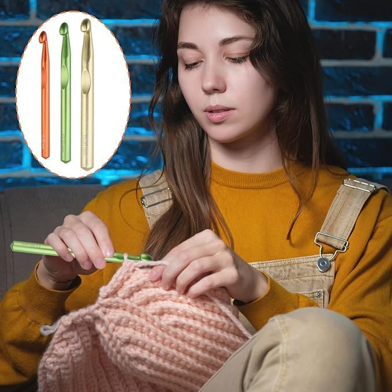 Large Size Metal Crochet Hooks Set, 3Pcs Large Aluminum Crochet Hooks,Large Size Metal Crochet Hook Large Aluminum Crochet Hooks,Aluminum Crochet Hook Metal Crochet Hooks,Large Aluminum Crochet Hooks image number 2