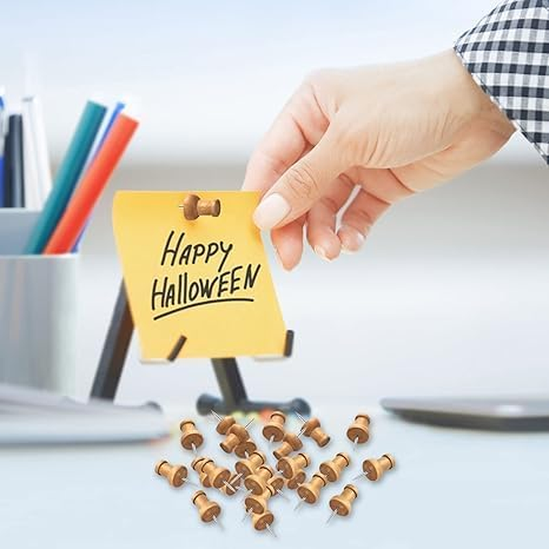 200Pcs Wood Push Pins Cork Board Thumbtacks Wooden Thumbtacks for Cork Boards and Home Office Craft Projects, Natural Color （Two Types） image number 2