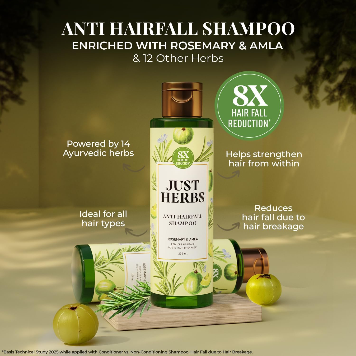 Just Herbs 8 in 1 Root Nourishing Amla Neem Shampoo, 200Ml image number 3