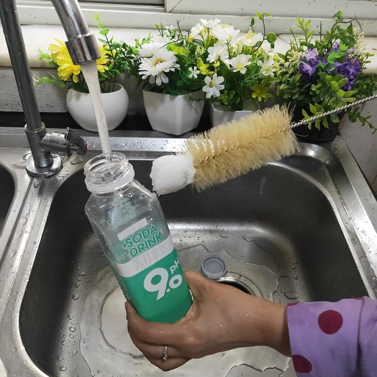 Coralpearl Bottle Brushes Thin Long Handle X 4, Skinny Wire Cleaner Set in Stainless Steel with Natural Boar Bristle at Wool Tip, Bendable Flexible for Cleaning Narrow Neck Bottles, Pipe, Tube, Hose image number 6