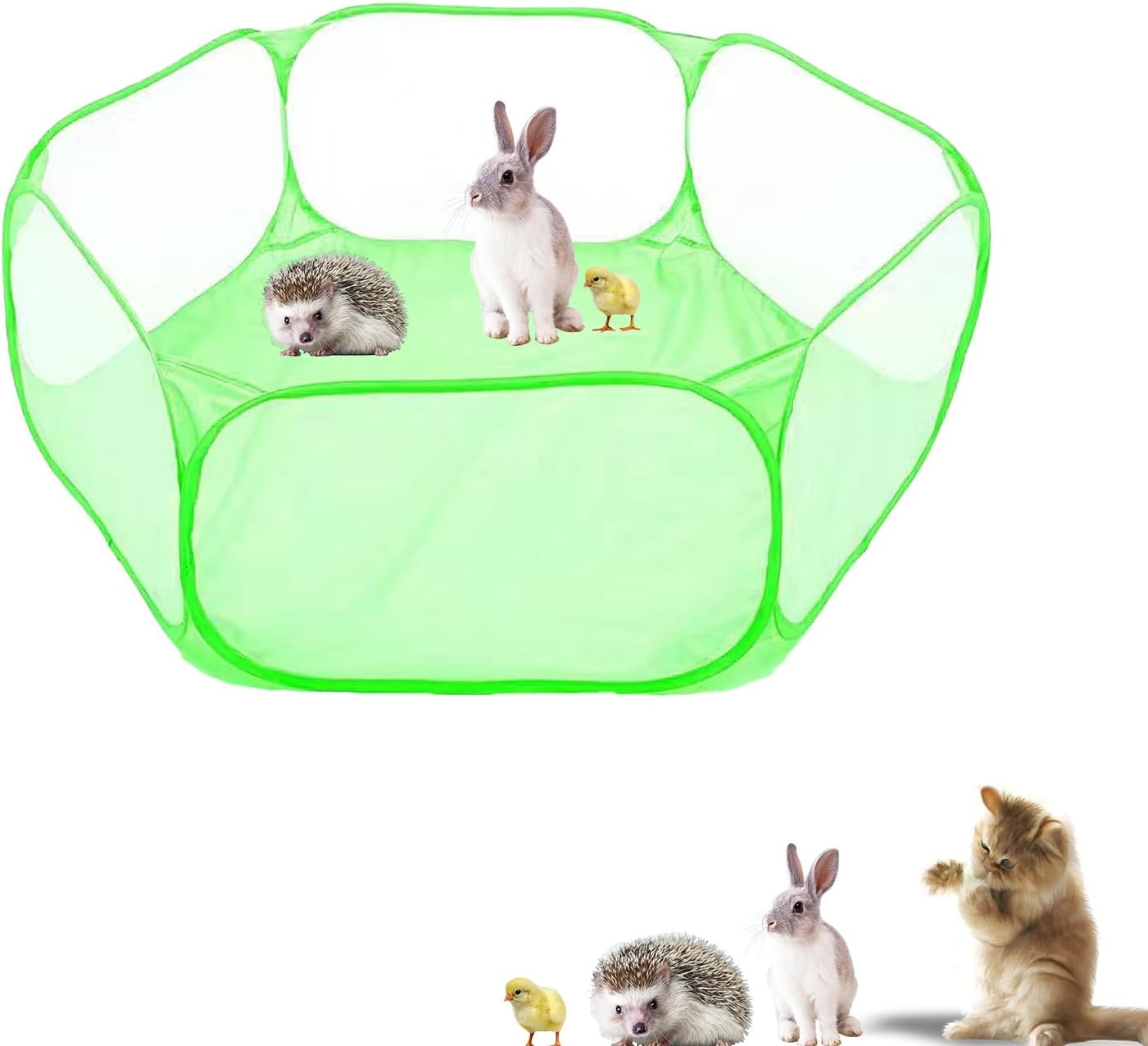 Small Animals Playpen, Portable Pop-Up Open Interactive Pet Tent, Indoor Outdoor Fence for Rabbits, Guinea Pig, Hamster, Chinchillas, Kittens, Puppies