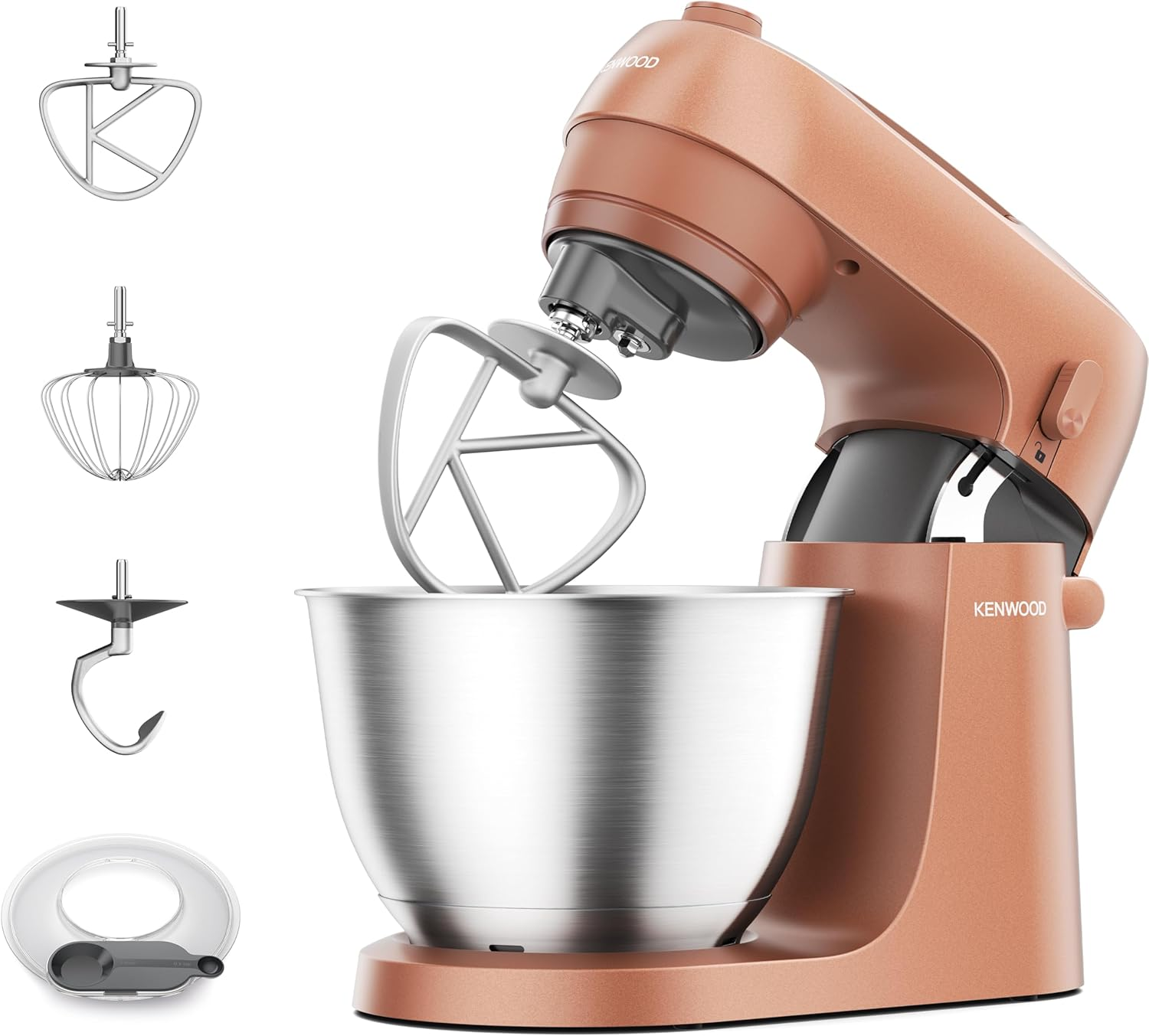 Kenwood Go KZM35.000GY, Stand Mixer with Space-Saving Design, Compact Kitchen Machine with 4L Bowl, 3 Adjustable Tools, Splashguard, 6 Speed, Elegant Metal Body with Carrying Handle, 800W, Storm Blue
