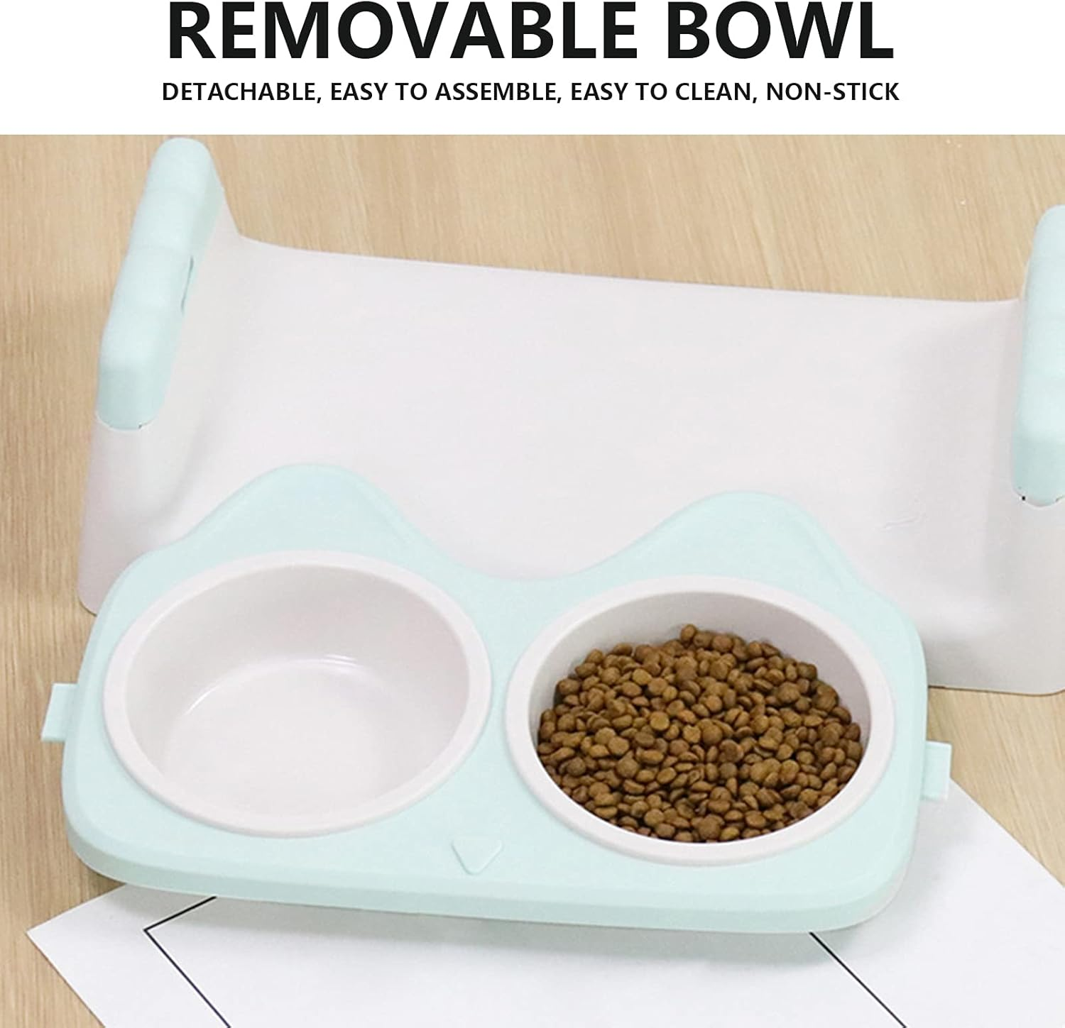 Elevated Cat Food Bowls, Double Cat Food Water Bowls with Raised Stand, Removable anti Vomiting Plate Dishes Pet Bowl for Cats Small Dogs (Green) image number 2