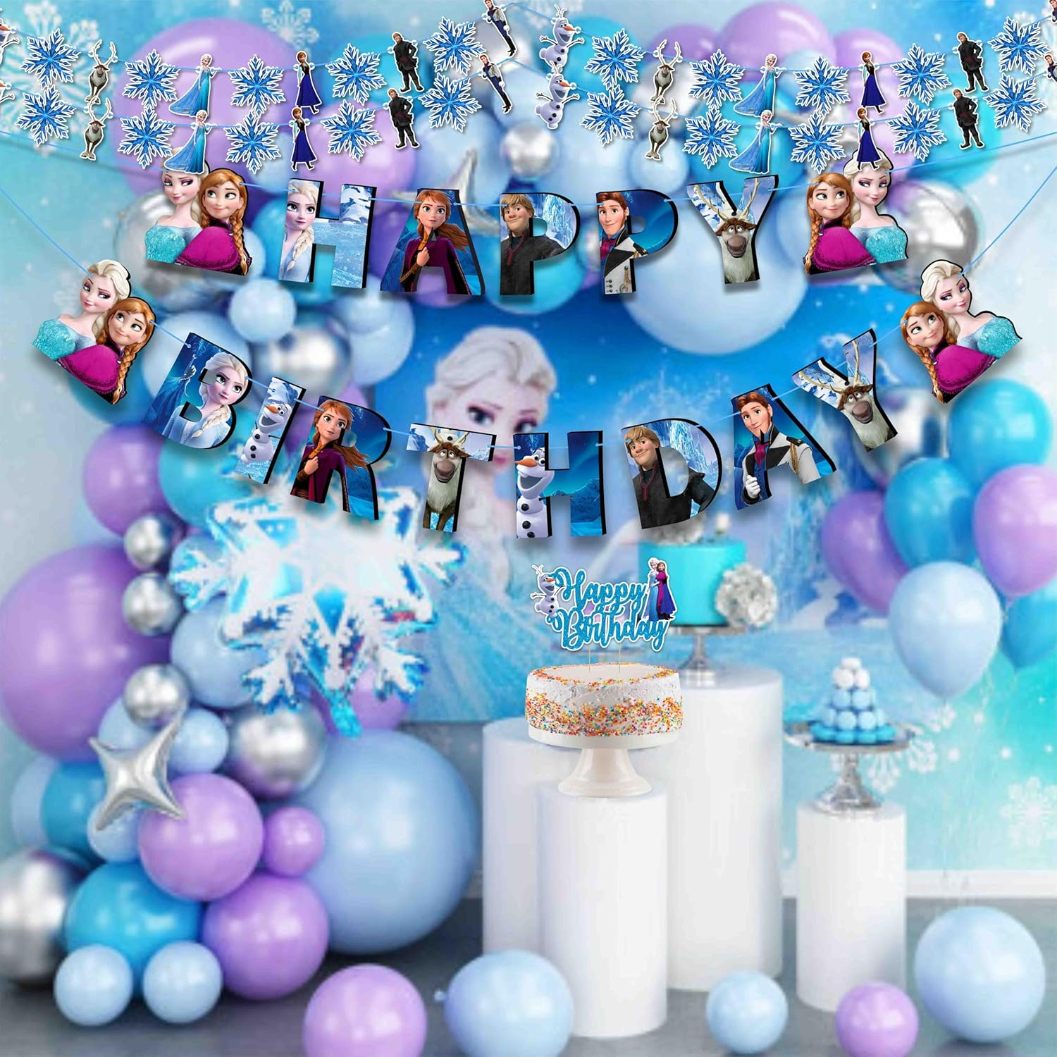 Frozn-Theme Birthday Party Supplies Bring Icy Elegance and Adventure to Celebrations. Perfect for Kids&rsquo; Birthdays and Winter-Themed Events image number 6