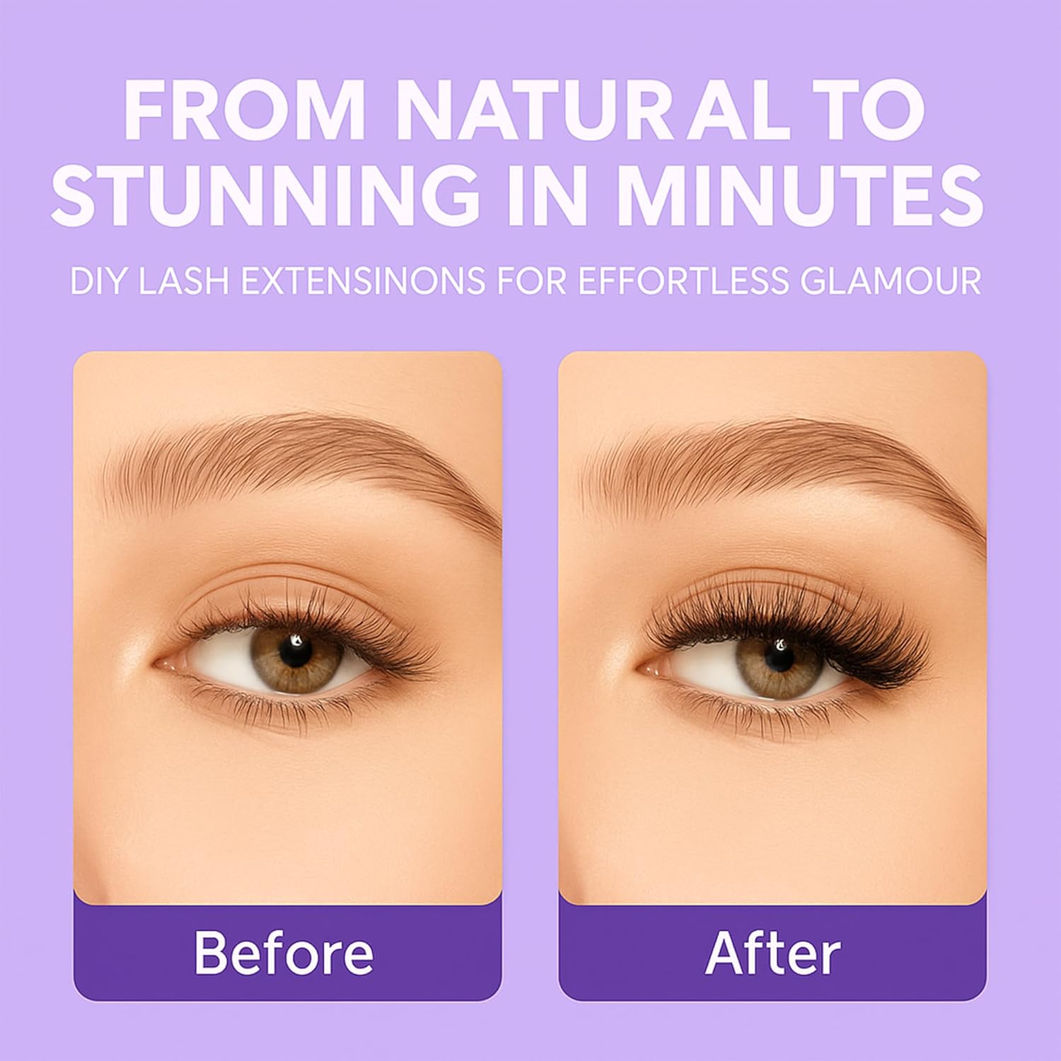DIY Lash Extension Kit 240Pcs 30D 40D 10&ndash;14Mm, Waterproof Lash Clusters with Bond & Seal, Tweezers & Brush, Purple Packaging, At-Home Eyelash Extensions for Beginners & Professionals image number 6