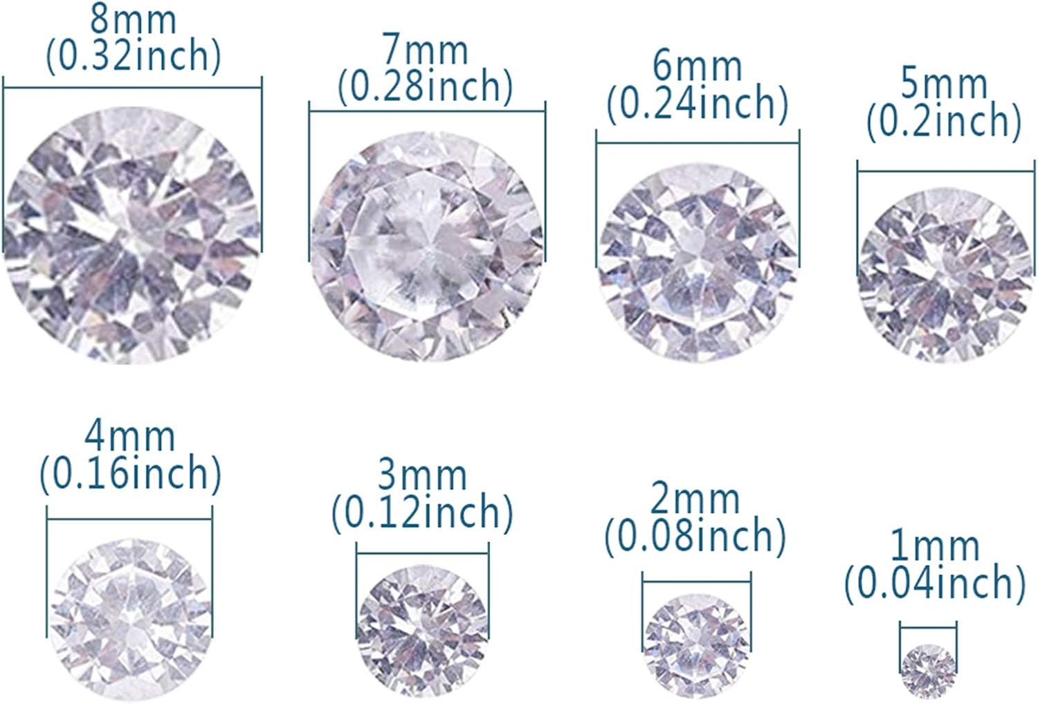 Clear Cubic Zirconia Stone Loose CZ Stone Faceted Cabochons Rhinestone Lace Back Crystal Diamond for Nail Art Earring Ring Making - Clear, 6 Sizes image number 2