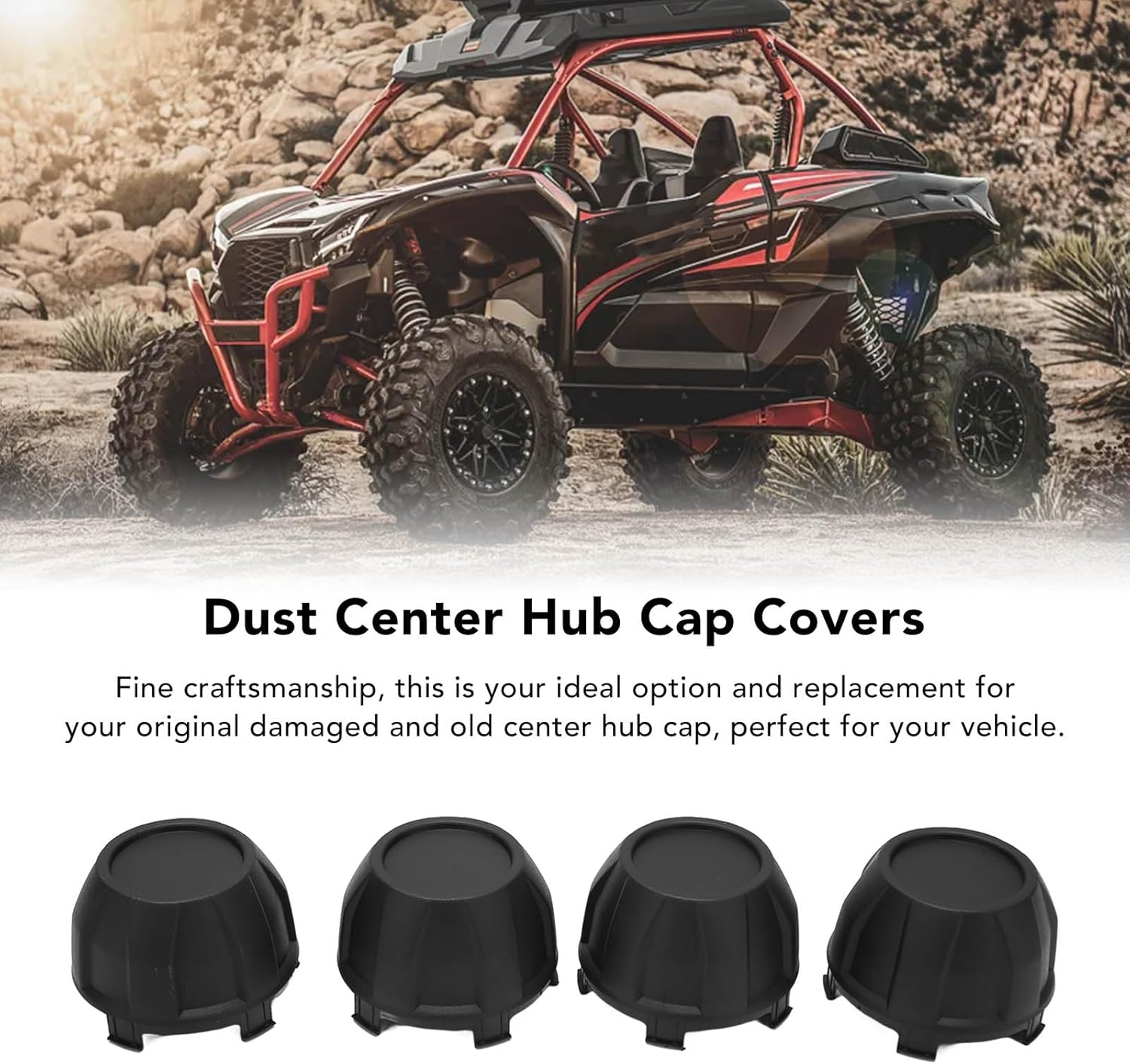 [4PCS] Wheel Covers for Teryx KRX 1000 2020-2022, Black Tire Wheel Center Caps, Durable Dust Resistant Hub Covers, Elegant Styling Protection for All Terrain Enthusiasts image number 2
