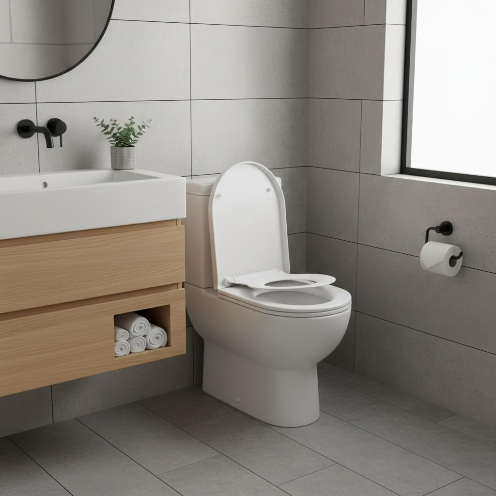 Thicken D-Shaped Toilet Seat,Toilet Seat with Built-In Potty Training Seat, 2-In-1 Family Toilet Seat Cover, Kids Toddler Potty Training Toilet Seat, Slow-Close Toilet Seats Fits Both Adult and Child image number 4