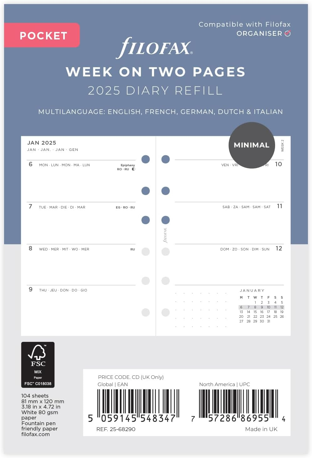 Filofax Pocket Week on Two Pages English 2025 image number 1