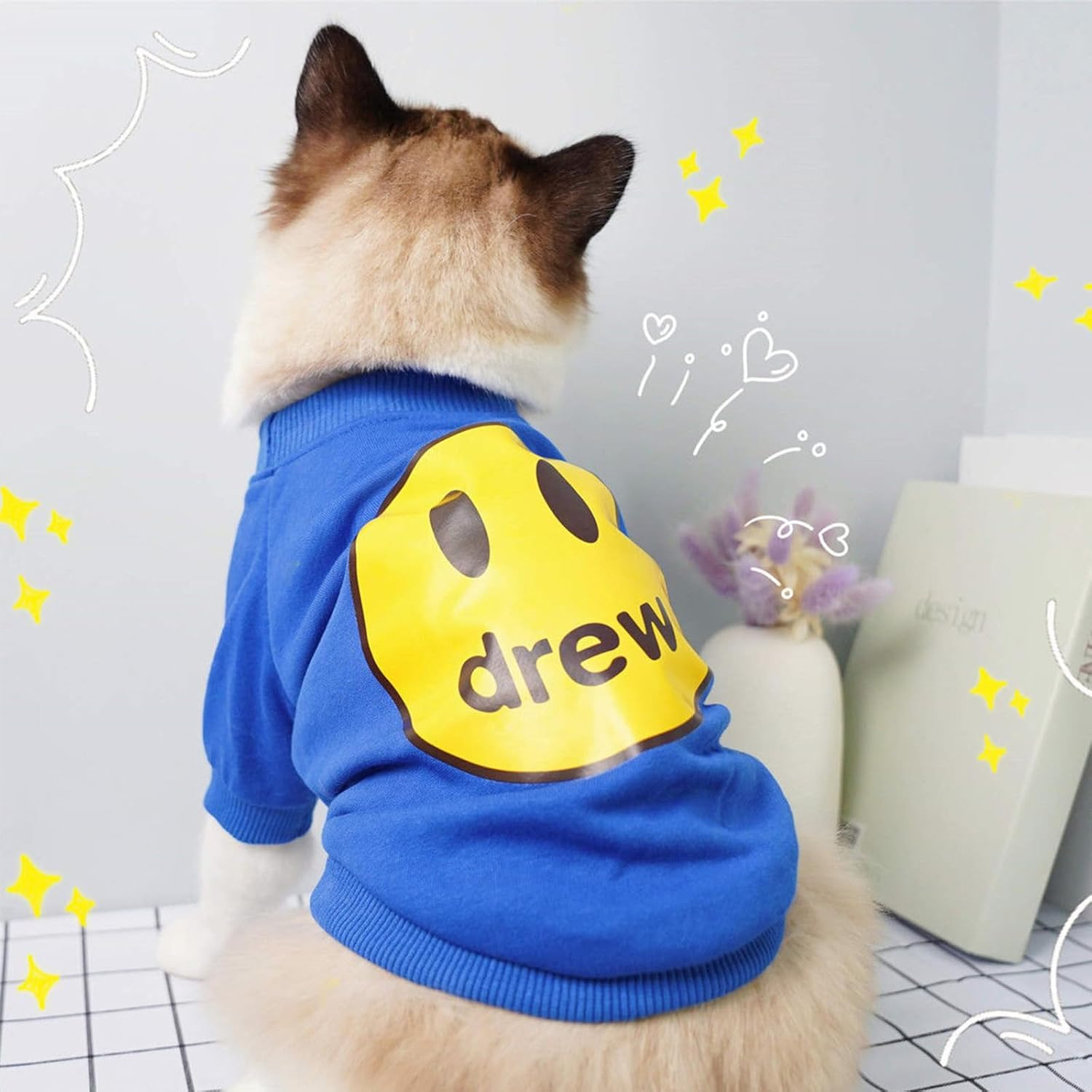 KASESSS Pack of 2 Cat Clothes, Cat Bodysuit, Costume for Cats, Long Sleeve Cat Clothing, Sports Shirt, Cat Clothes with Thin Fleece, Cat Winter Clothes, Blue, Black, L image number 5