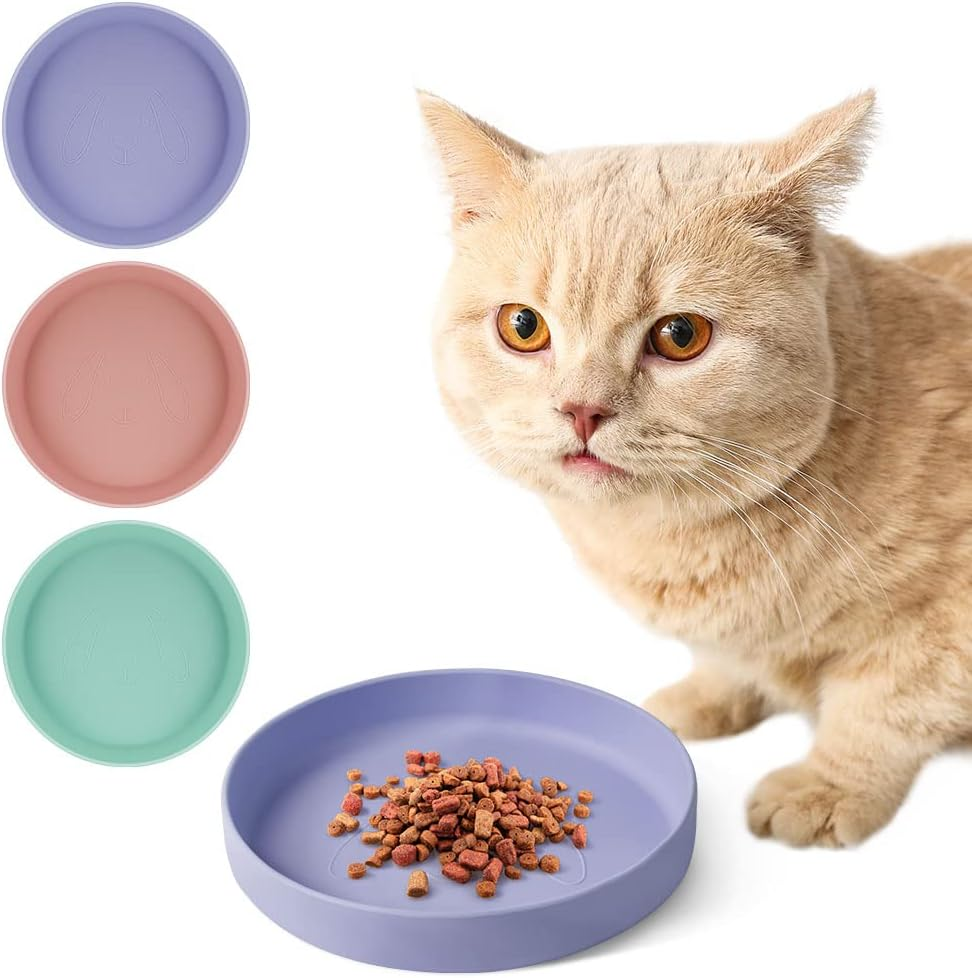 Adiwo Feeding Bowl for Cats, 18 Cm Silicone Bowl, Wide Cat Bowl, Feeding Bowl, Flat Cat Bowl for Dry Food and Wet Food, Water Bowl, Non-Slip Cat Bowl for Cats, Dogs, Green