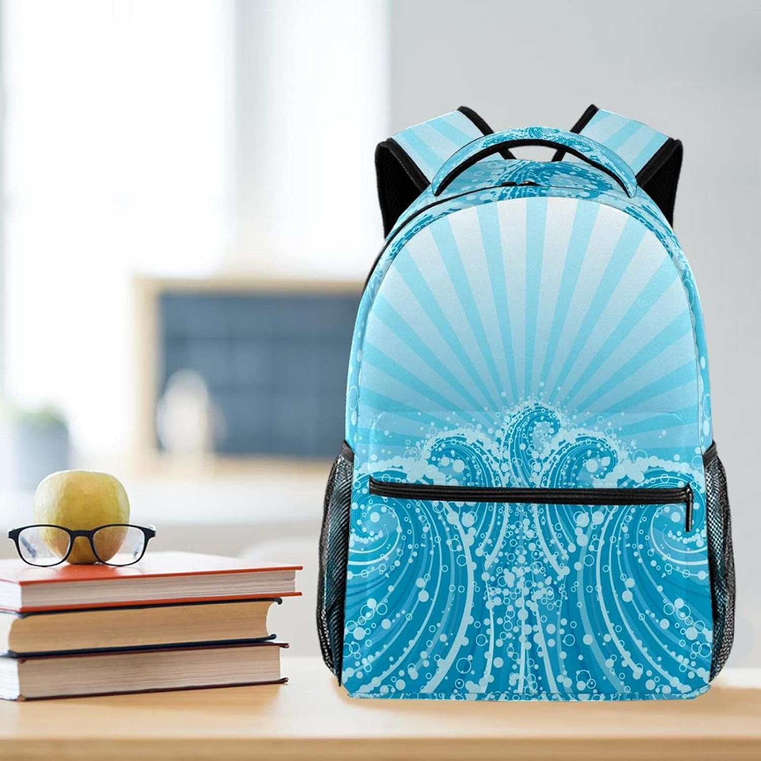 Blue Dream Wave Backpack Students Shoulder Bags Travel Bag College School Tote Backpacks image number 3