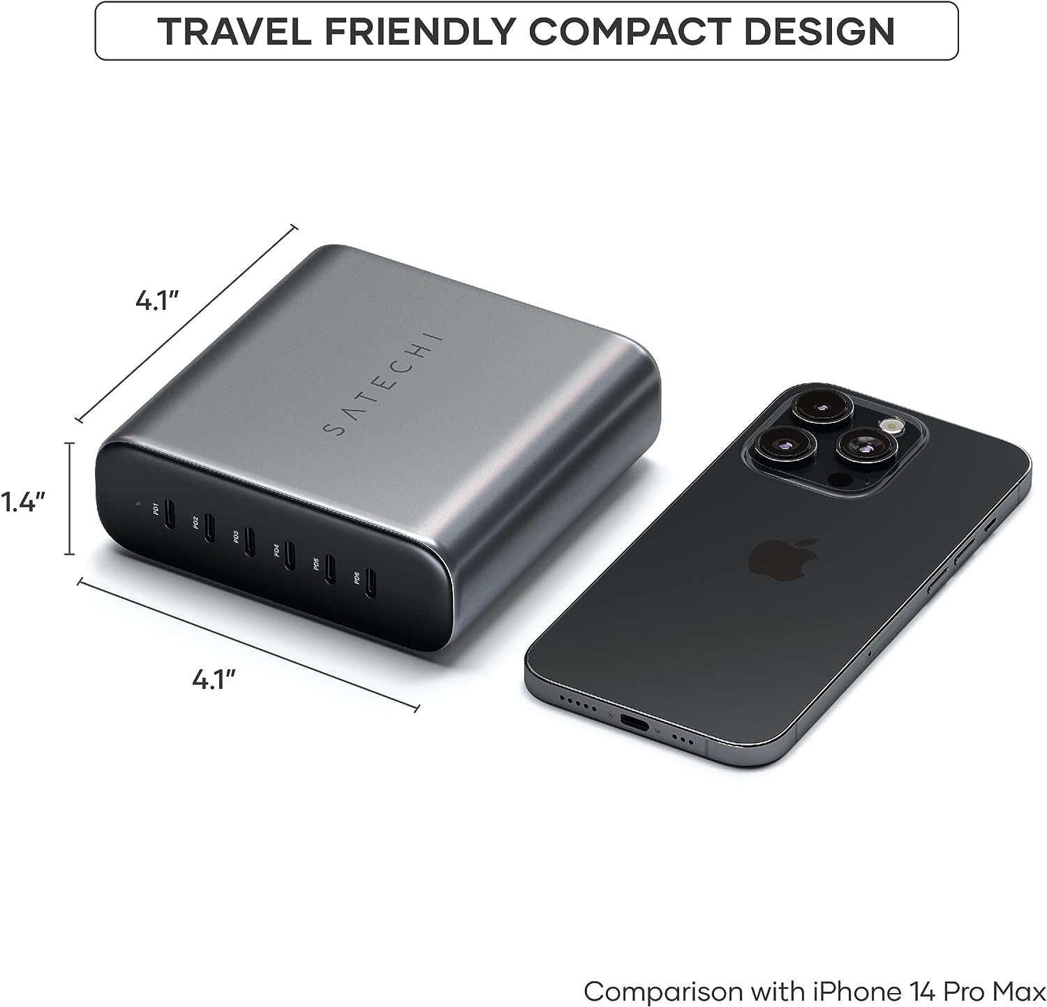 Satechi 200W 6-Port Gan Charging Station, 2X 140W USB-C and 4 USB-C, Fast Travel Charger for Multiple Devices, for Macbook Air & Pro M5 M4, Ipad Air & Pro M5 M4, Iphone 17 16, Thunderbolt Devices image number 1
