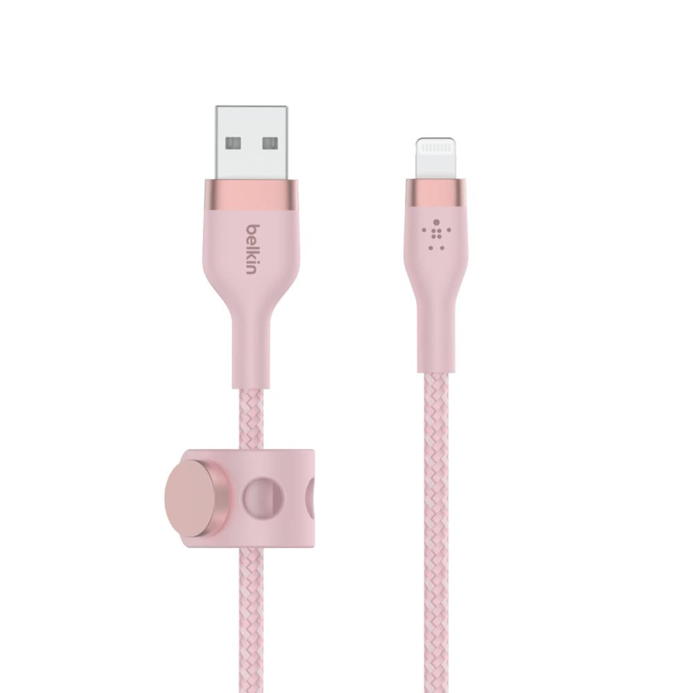 Belkin Boostcharge Pro Flex Braided USB a to Lightning Cable 2M/6.6FT - Mfi Certified 20W Power Delivery Iphone Charger Cord - Apple Charger USB a Cable - Fast Charging - Iphone 14, Iphone 13 - White