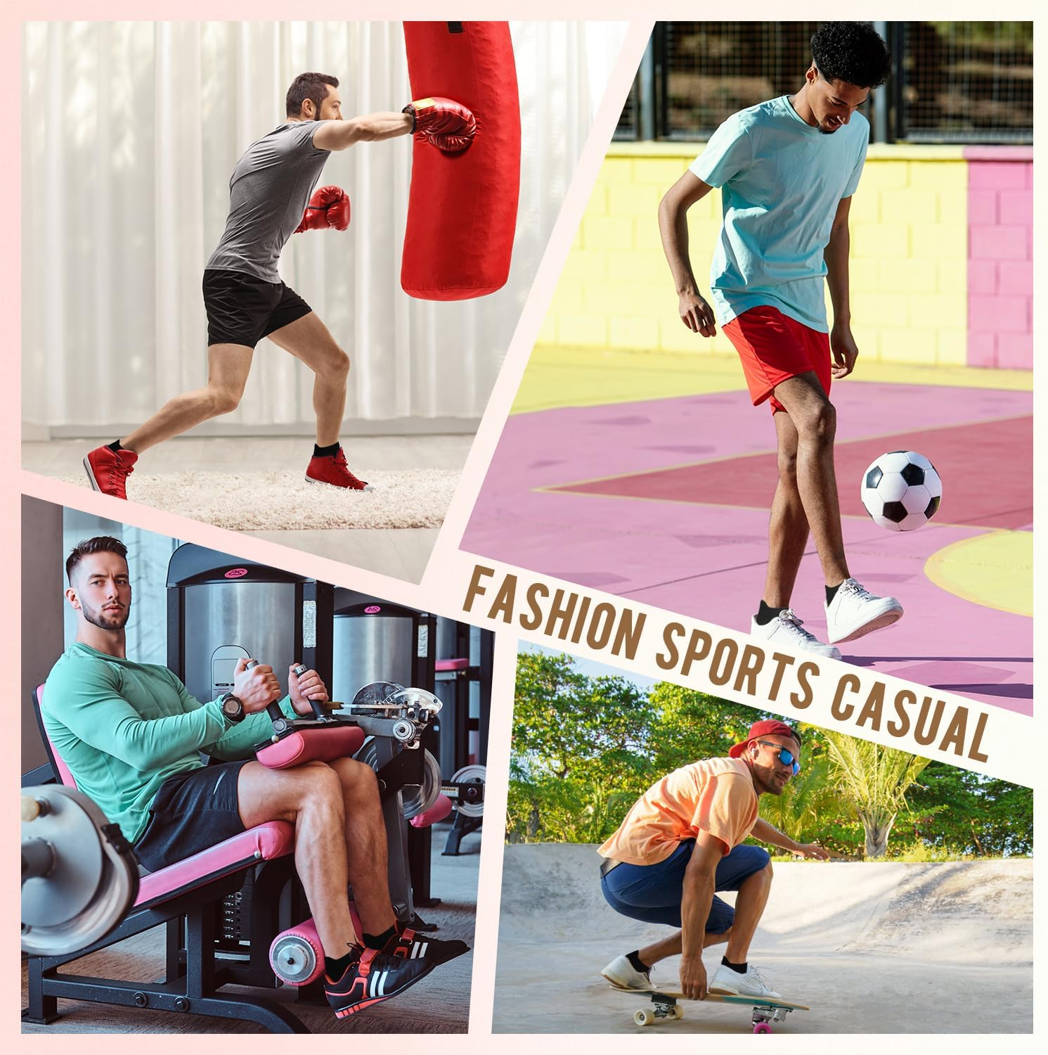 Fuelmefoot 4 Pairs Non Slip Grip Socks for Men Anti-Skid Gripper Socks Ankle Grippy Socks for Hospital, Pilates, Yoga Workout image number 5