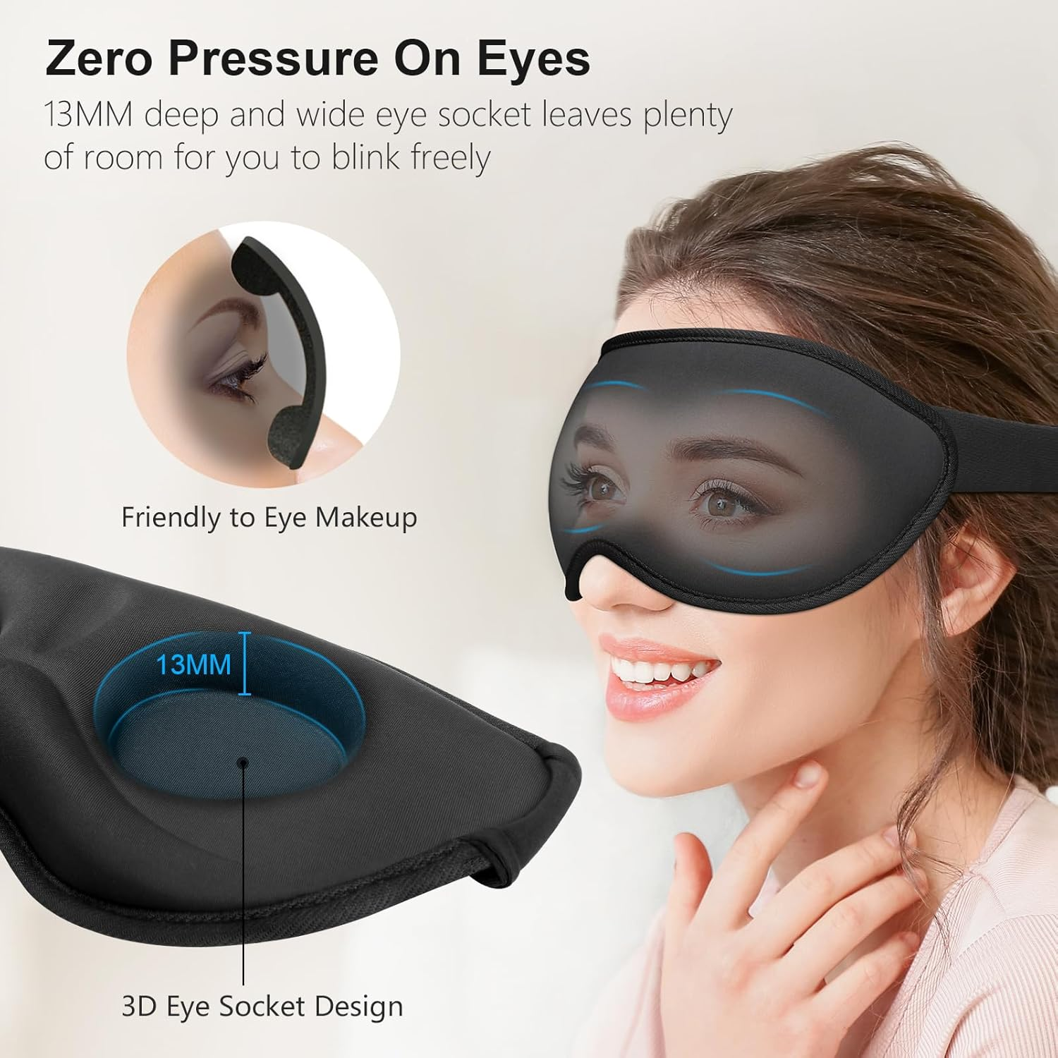 Light Blocking Sleep Masks for Men & Women-Zero Pressure Sleeping Eye Mask -3D Ergonomic Design Eye Movement and Eyelash Friendly, Ultra Comfortable Blindfold for Sleeping image number 5