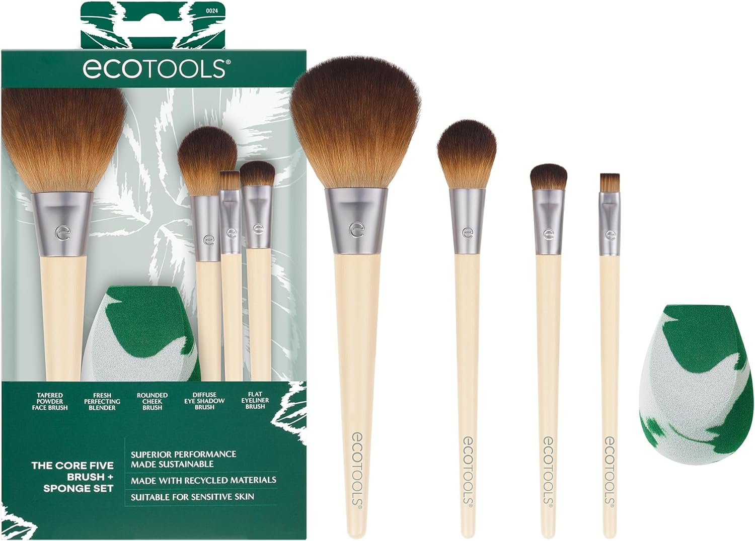 Eco Tools Core Five Makeup Brush and Sponge Set (5-Pieces) image number 2
