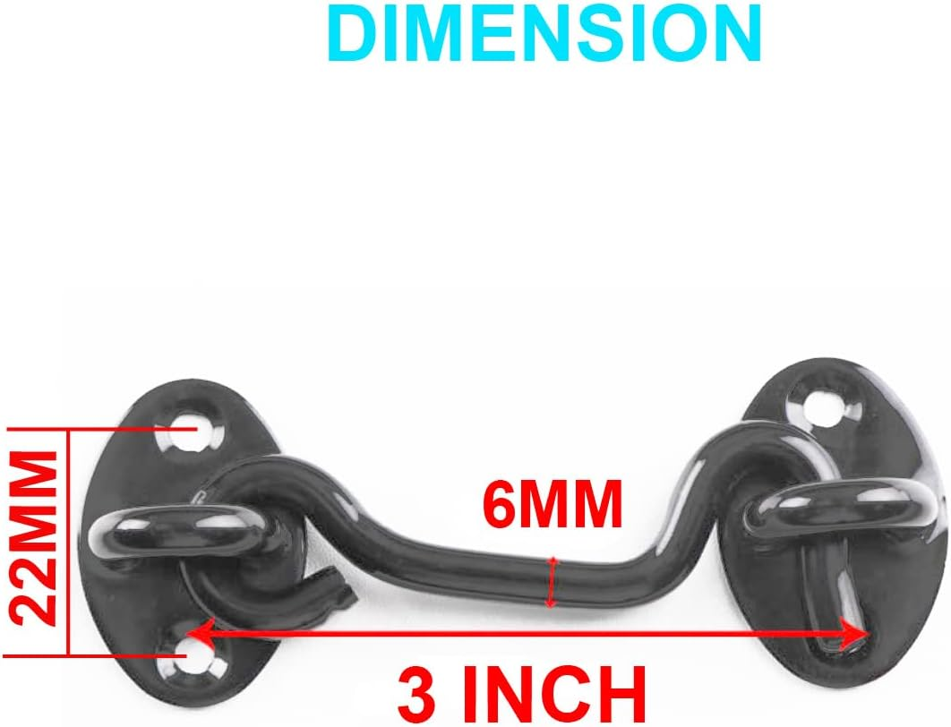 3&rdquo; Privacy Hook and Eye Latch Easy Lock for Barn Door, Black (3 INCH-2PCS) image number 4