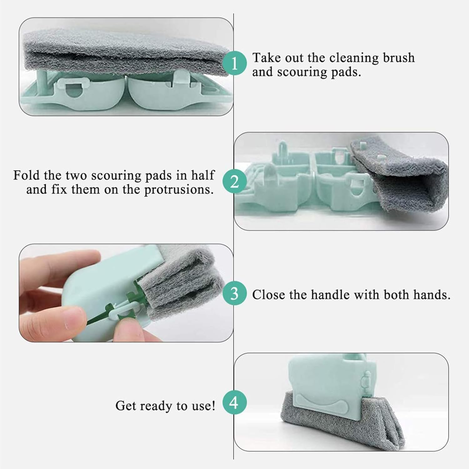 Window Track Brush Window Groove Cleaning Brush,3Pcs Sliding Groove Cleaning Brush Window Cleaning Brush,Window Track Cleaning Brush Gap Groove Sliding Brush Groove Cleaning Brush with 3 Scouring Pad image number 5