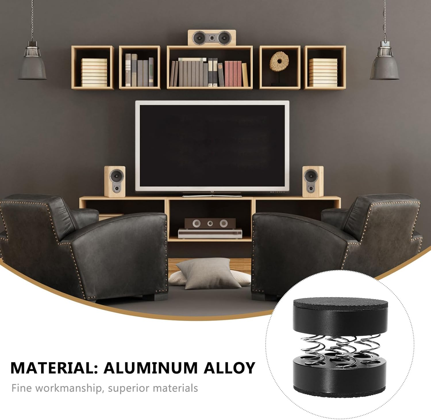 Ipetboom anti Vibration Amplifier Feet Pads, Black Aluminum Alloy Spring Shock Absorber Cushions 40X44Mm, Audio Equipment anti Vibration Feet Cushions for Hifi Speakers and Home Appliances image number 3