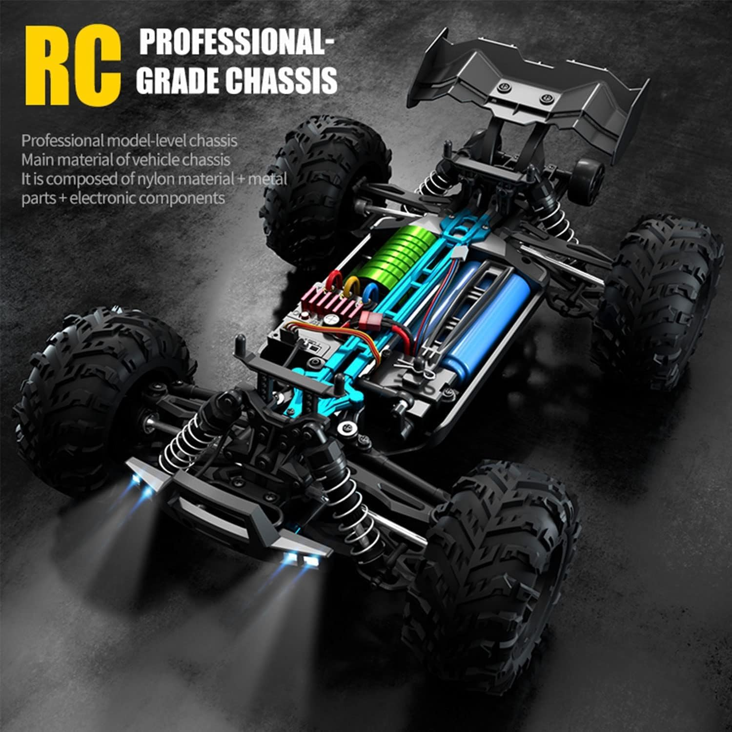 KAIMIO 70KM/H 4WD High Speed Brushless RC Truck, RTR Monster Truck, 1:16 Scale RC Car All-Terrain Off-Road Waterproof 2.4GHZ Hobby Grade RC Car for Beginners and Adults (16102Pro-Blue) image number 6
