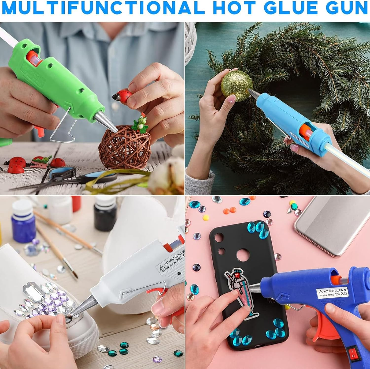 Visuivit Hot Glue Gun, Mini Glue Gun and Sticks Set with 40Pcs Glue Sticks High Temp Glue Gun for School Crafts DIY Arts Quick Home Repairs, 20W (White, Transparent Glue Stick) image number 4
