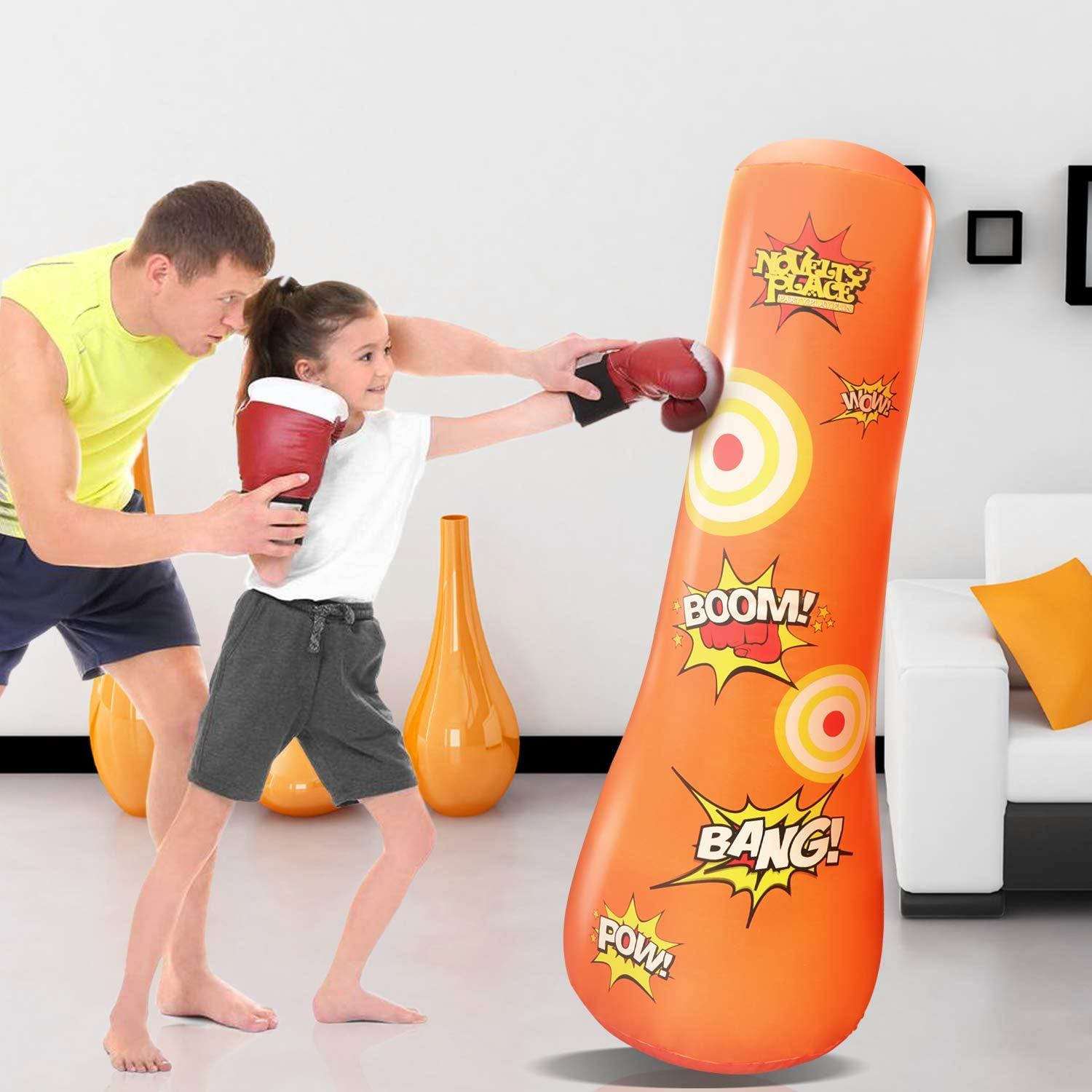 Novelty Place Kid'S Inflatable Punching Bag - 4 Feet Tall Free Standing Buddy - Hit & Bounce Back Air Bop Toy Fun for All Ages Boys Girls Fitness & Stress Relief image number 4