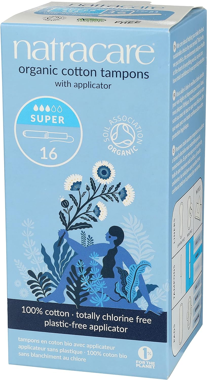 Natracare Organic All Cotton Tampons, Super with Applicator, 16 Count Boxes (Pack of 12) image number 3