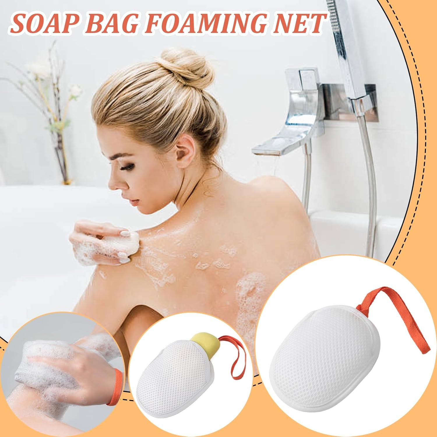 Mesh Bag for Soap,Foaming Bar Soap Mesh Bag for Shower - Washcloth Scrubber Holder for Women Bath Hiking Gym Travel Backpacking Camping image number 6