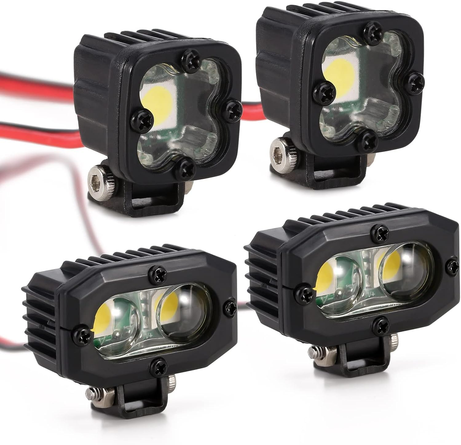 INJORA RC Crawler Lights LED Headlight for Axial TRX-4 TRX6 SCX10 90046 Wraith Redcat Gen8 1/10 RC Crawler Car,4Pcs image number 3