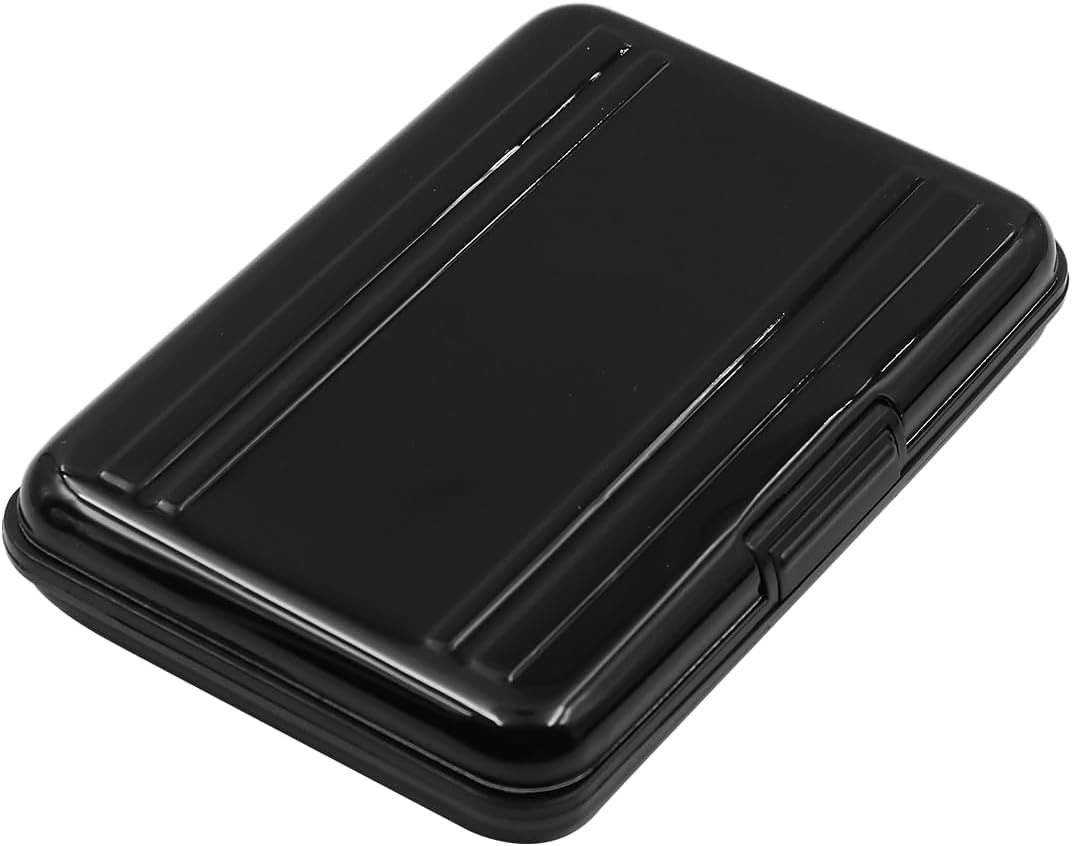 NUZAMAS Memory Card Storage Box Aluminum Shock Resistant Carrying Box Memory Card Case Holder 8 Slots for SD SIM CF NANO TF Cards Black image number 3