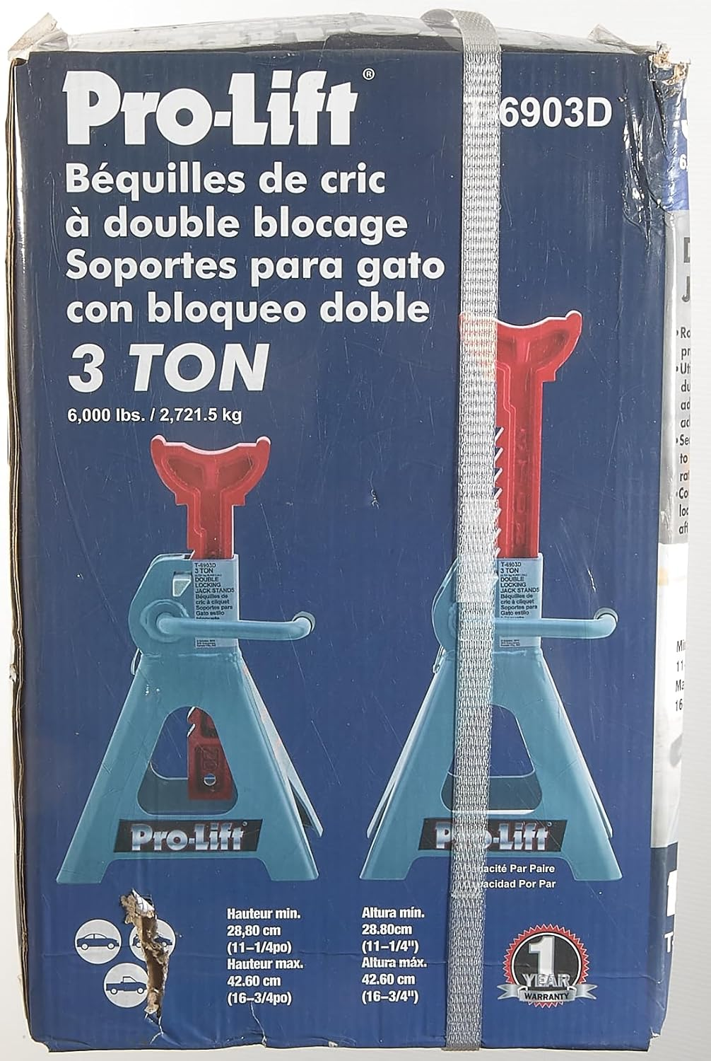 Pro-Lift T-6903D Double Pin Jack Stands - 3 Ton