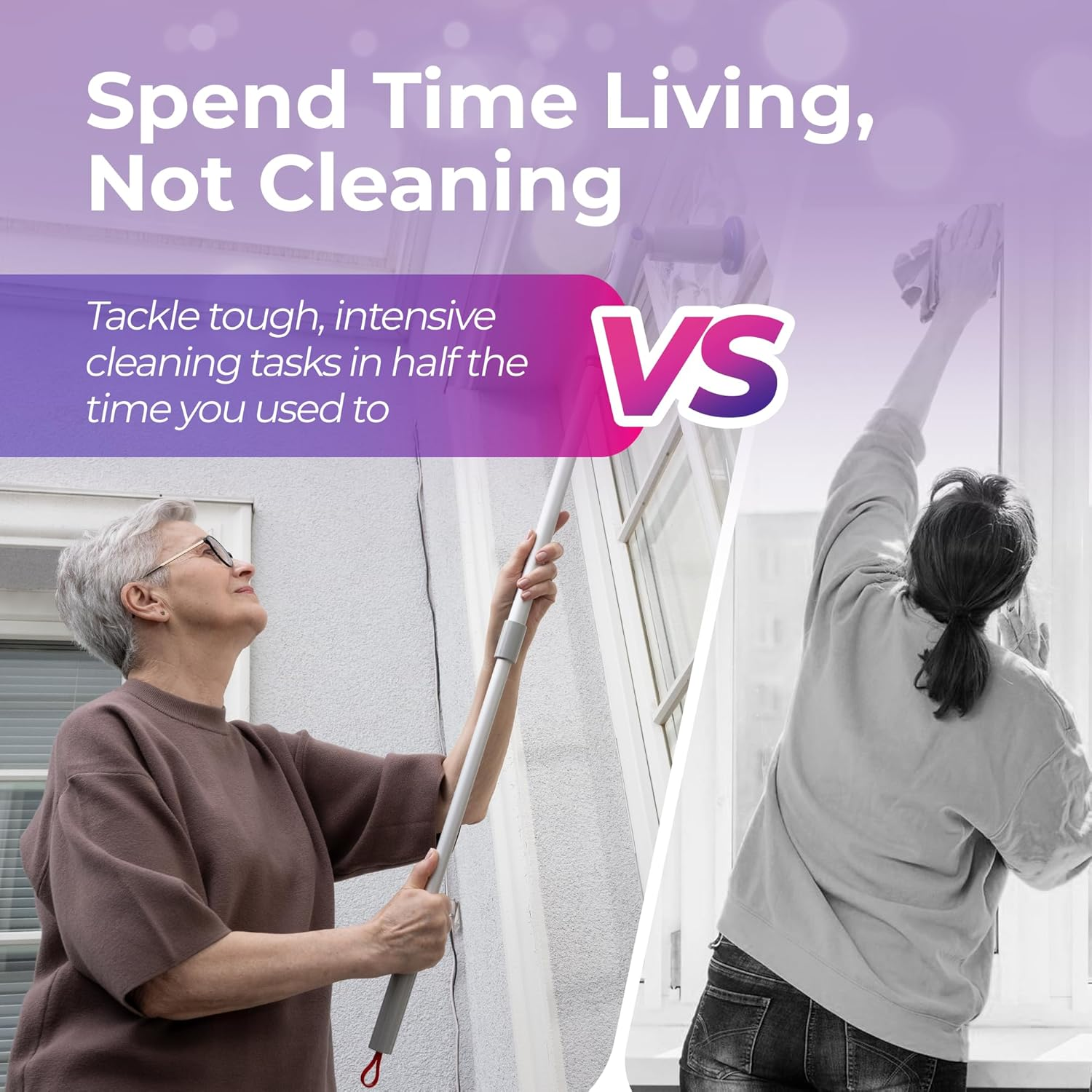 Synoshi Pro Extension Handle for Electric Cleaning Brush - Telescopic Aluminium Handle, Adjustable, Ideal for High Ceilings, Walls & Hard to Reach Areas - Robust Design