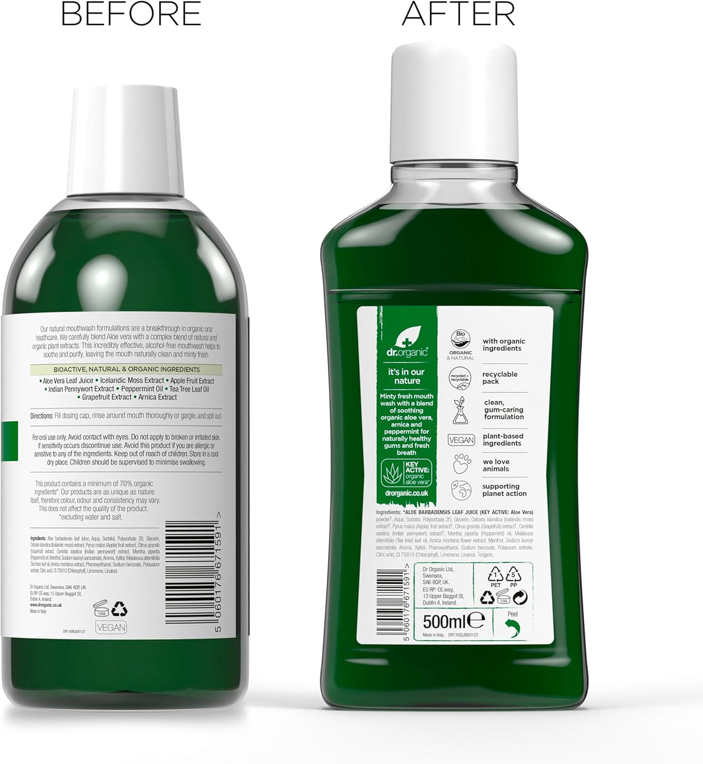 DR ORGANIC Mouthwash Organic Aloe Vera, 500Ml image number 3