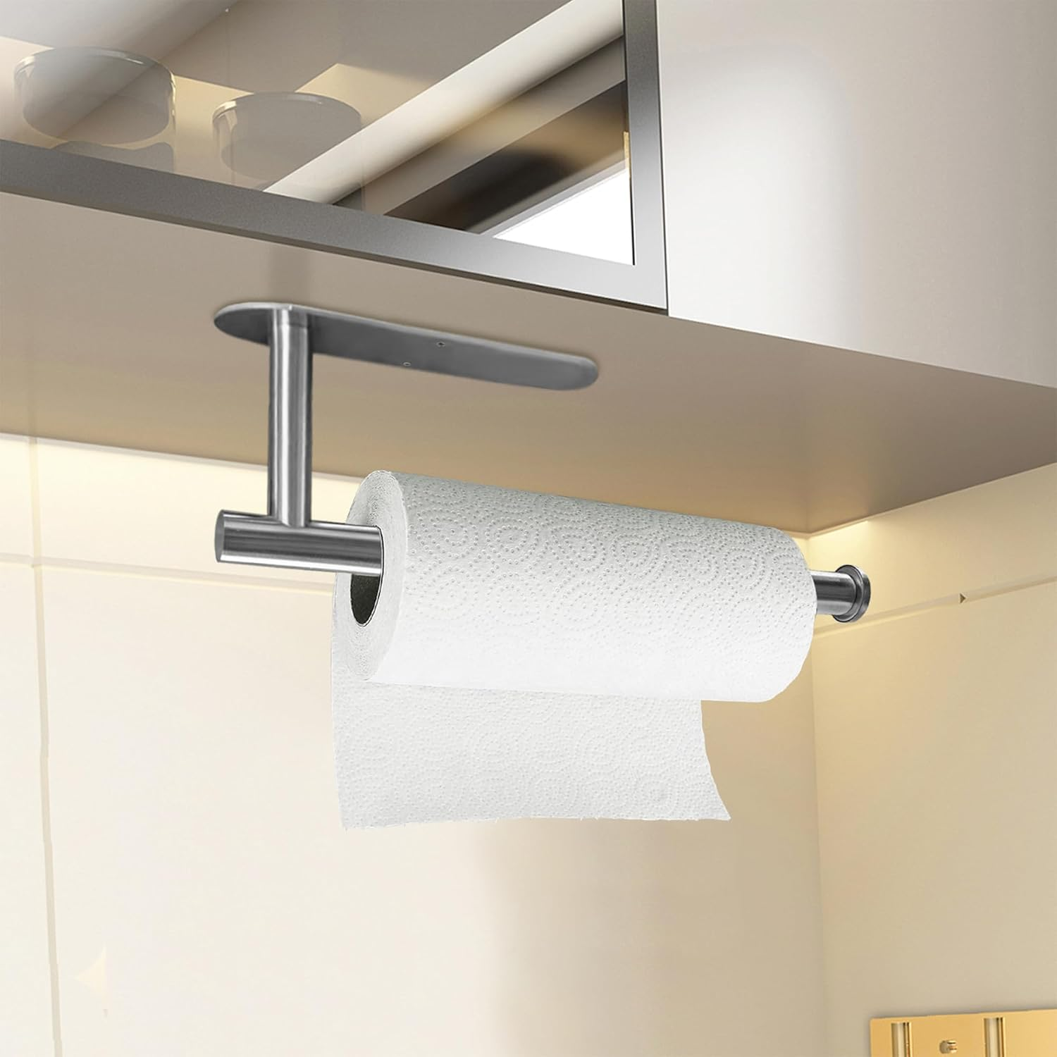 Paper Towel Holders for Kitchen,Paper Towels Bulk- Self-Adhesive under Cabinet,Both Available in Adhesive and Screws,Stainless Steel (Sliver) image number 5