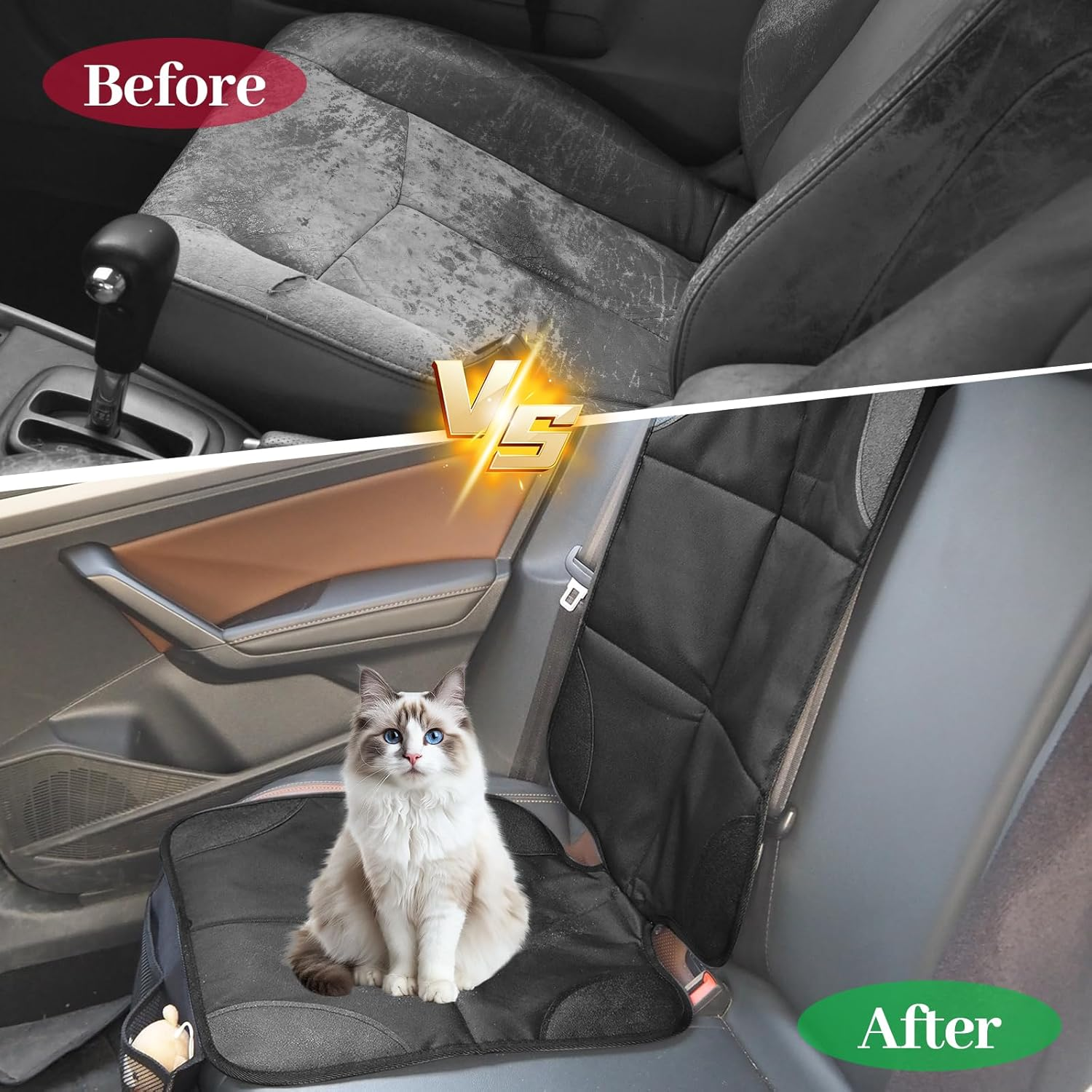 Car Seat Protector for Child, Baby, Pets, Car Seat Cushion Mat Thickest Padding with Mesh Pockets, Universal Waterproof 600D Fabric Car Seat Covers with Non-Slip Backing image number 4