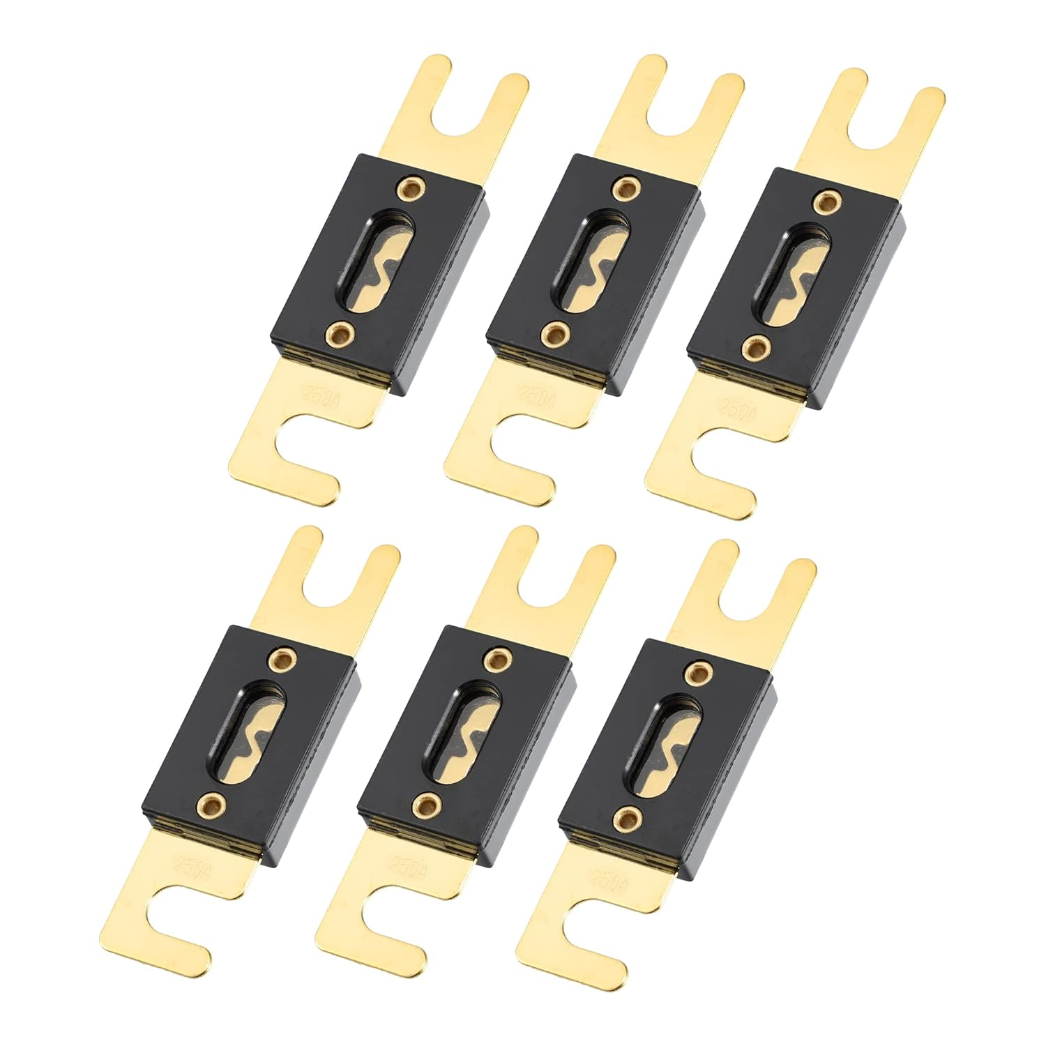 X AUTOHAUX 6Pcs 250A Gold Tone Plated ANL Fuse Universal Fit for Inverters Car Vehicle Truck Audio image number 5