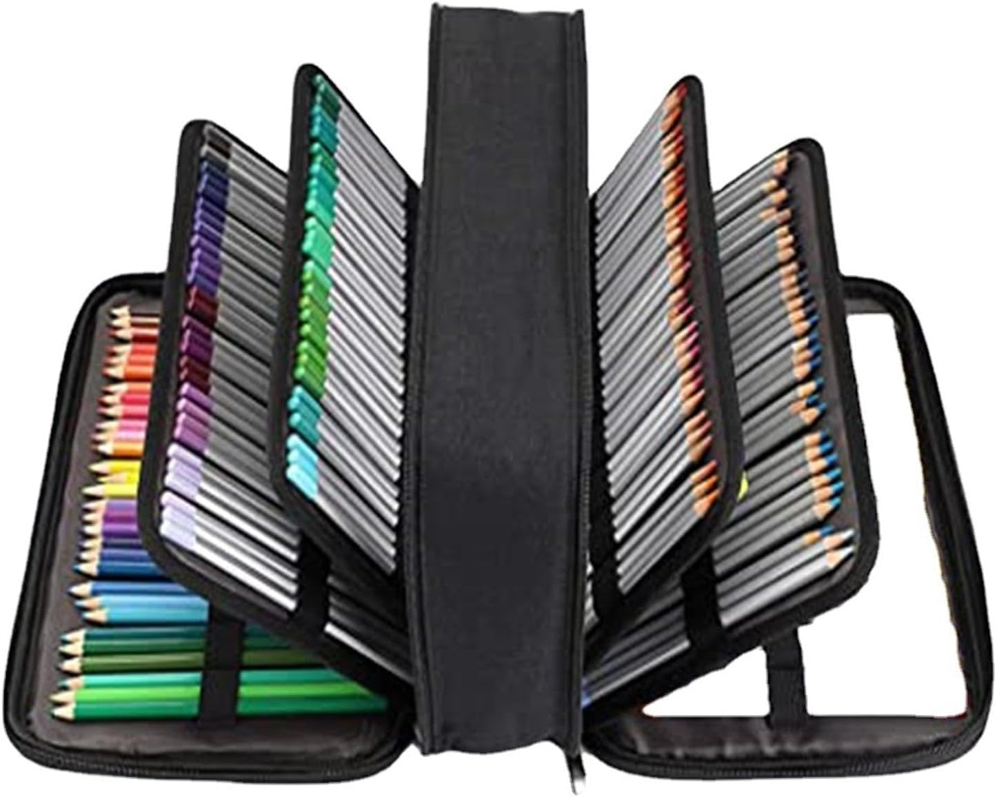 Generic 300 Slots Colored Pencil Organizer Marker Carrying Pouch 5 Layers Pouch Portable Marker Case for Student Artist Makeup Brushes Stationery, Black image number 4